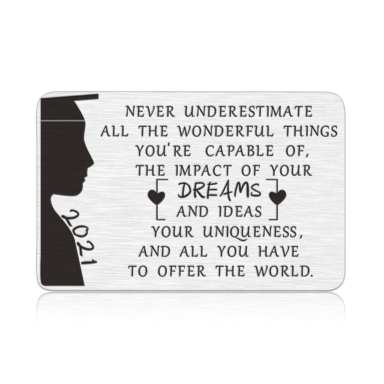Class of 2021 Graduation Gift Card Holder - Inspirational Wallet Insert for High School & College Graduates (Men, Women, Teens) - Perfect Graduation Gift for Students, Nurses, Masters, Sons, Daughters & Grandkids - Great for Commencement Ceremonies & Graduation Parties