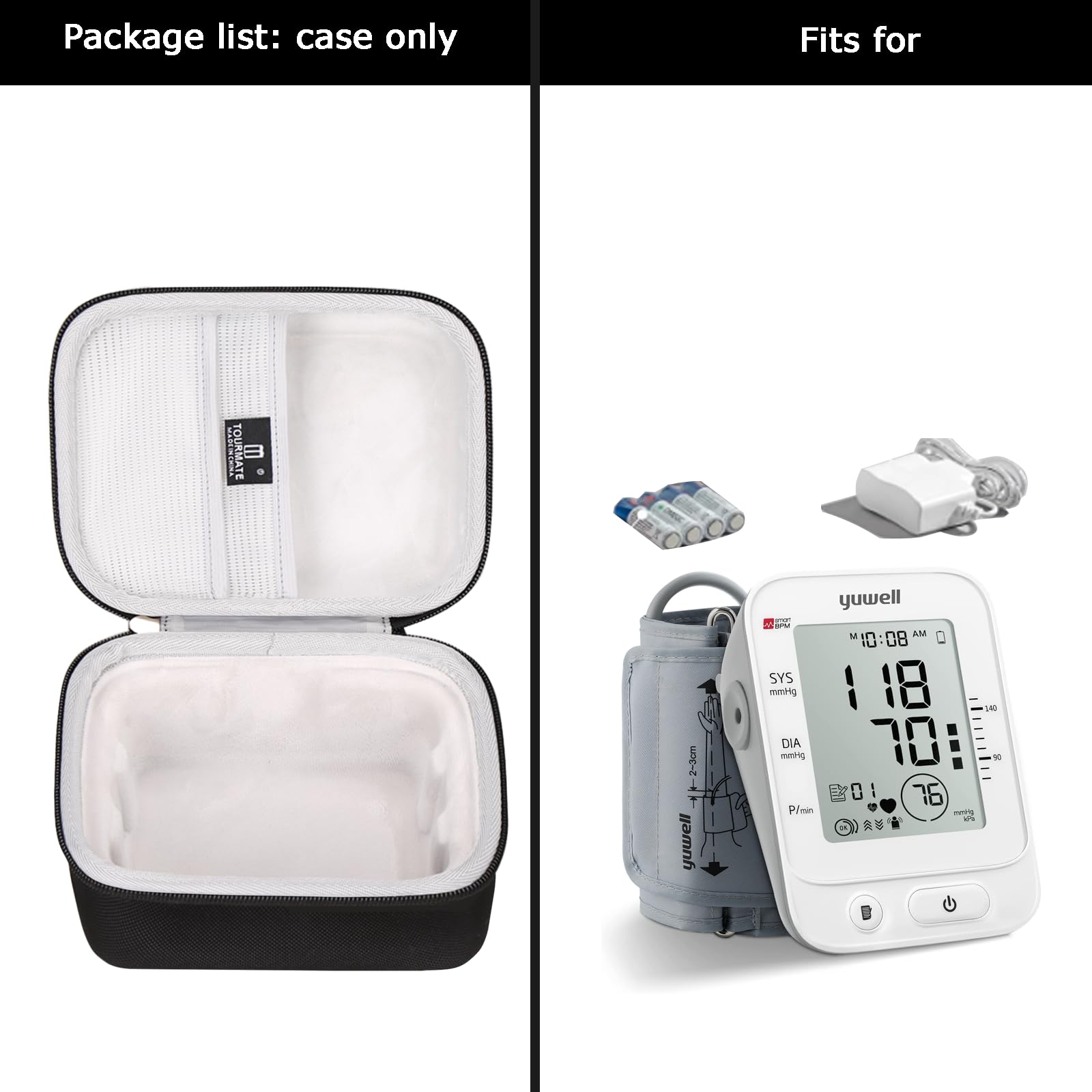 Yuwell YE660E Blood Pressure Monitor Upper Arm Cuff Hard Replacement Case - Durable Protection for Home Health Monitoring & Travel