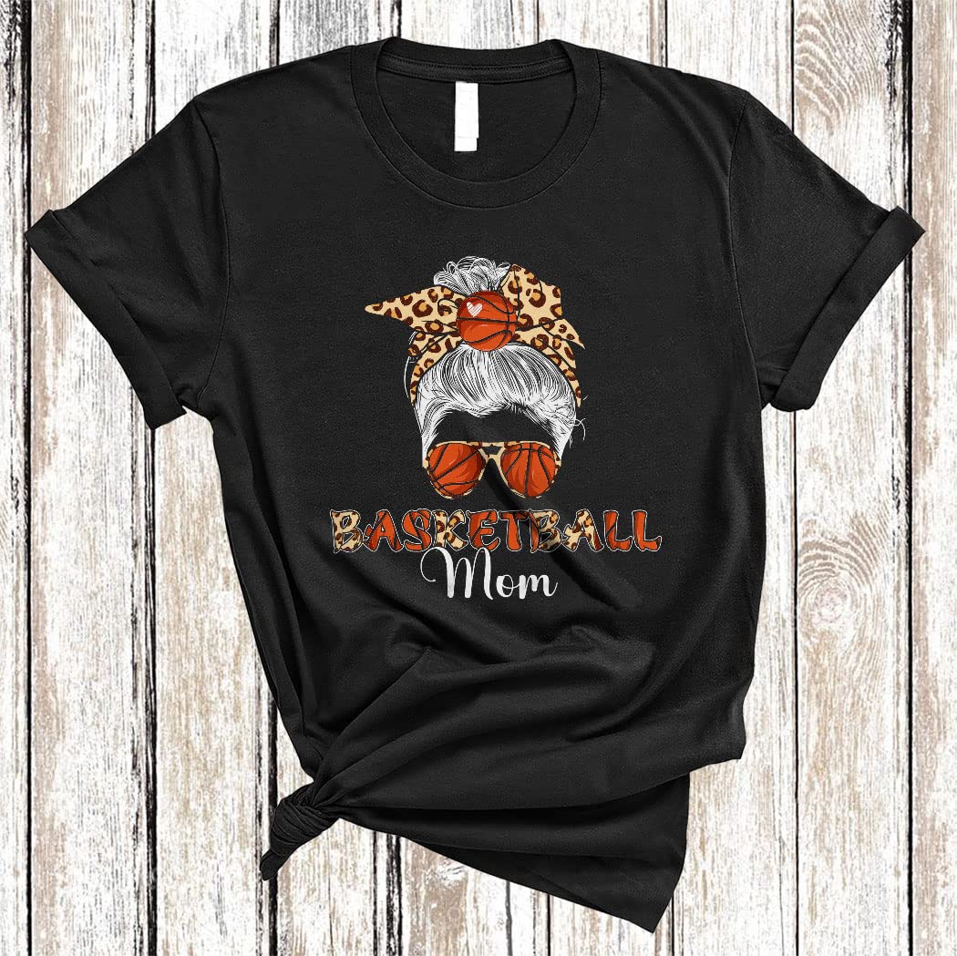 Funny Basketball Mom T-Shirt - Leopard Plaid Unisex Tee for Mother's Day & Games