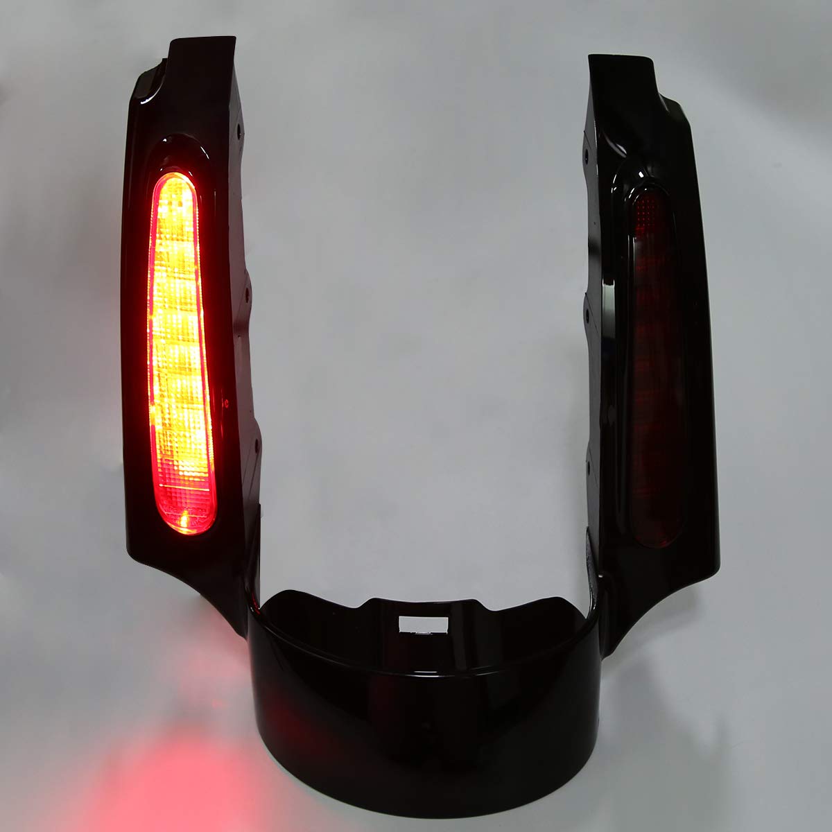 Harley Davidson Touring Models 2009-2013 Rear Fender Fascia Set with Integrated LED Stop/Tail/Turn Signal Lights - Black Housing with Red Lens - Perfect for Custom Motorcycle Upgrades and Night Riding Safety