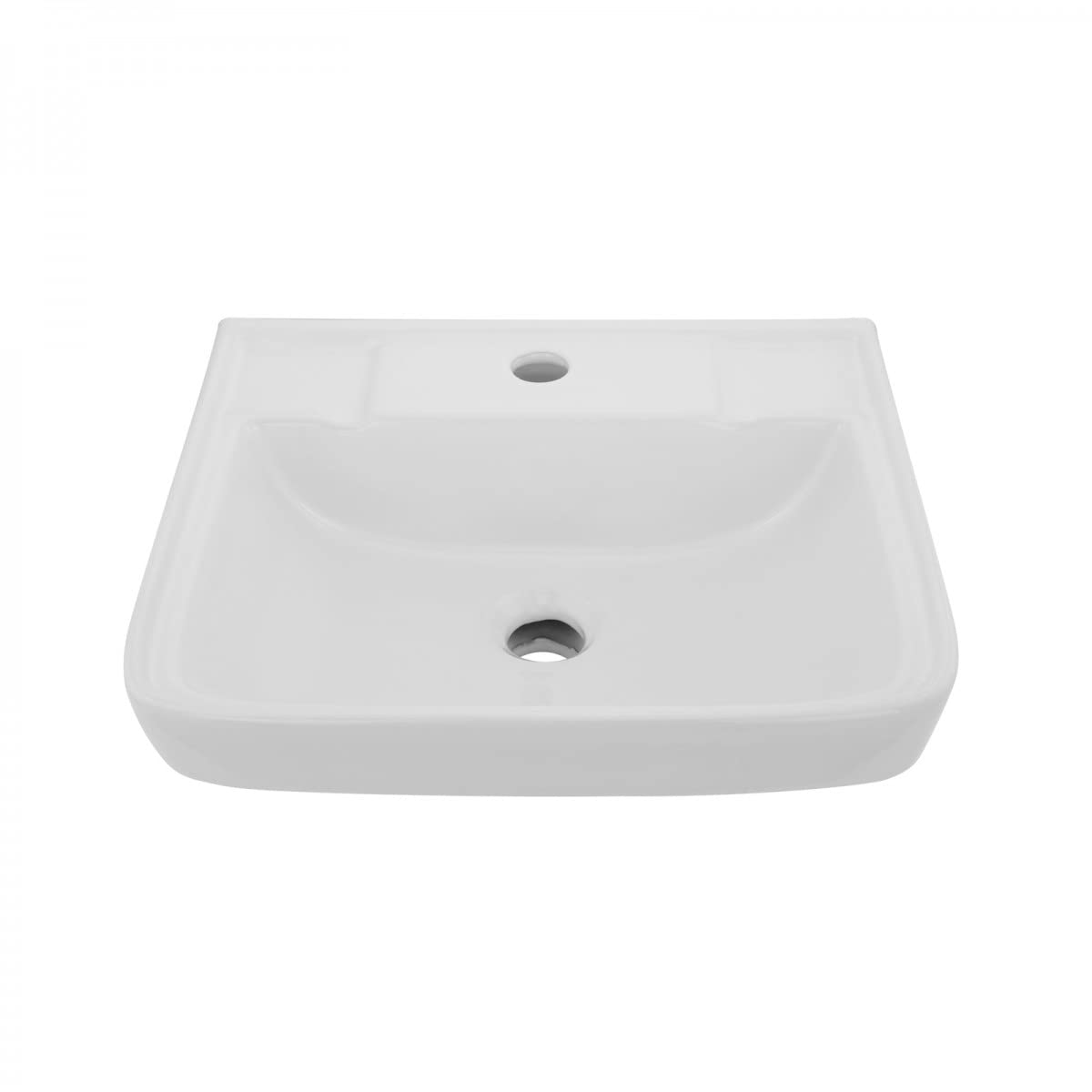 Wall Mounted Bathroom Sink 16.5 Inch White Ceramic Rectangular Vessel Sink with Single Faucet Hole - Perfect for Modern Bathrooms, Powder Rooms & Small Space Vanities