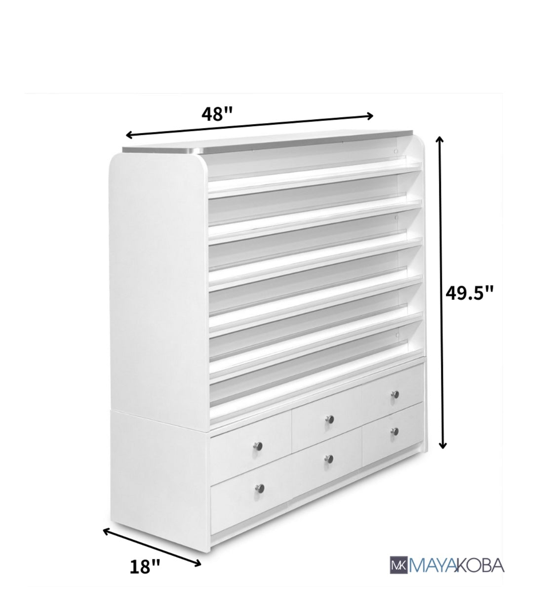 Sonoma Polish & Powder Rack with Storage Cabinets - Organize Nail Polish, Makeup & Beauty Products for Salon, Spa or Home Vanity
