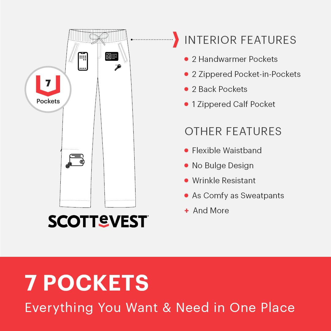 SCOTTeVEST Margaux Cargaux Women's Everyday Cargo Pants with 7 Hidden Pockets - Comfortable Travel Pants for Hiking, Commuting & Outdoor Adventures