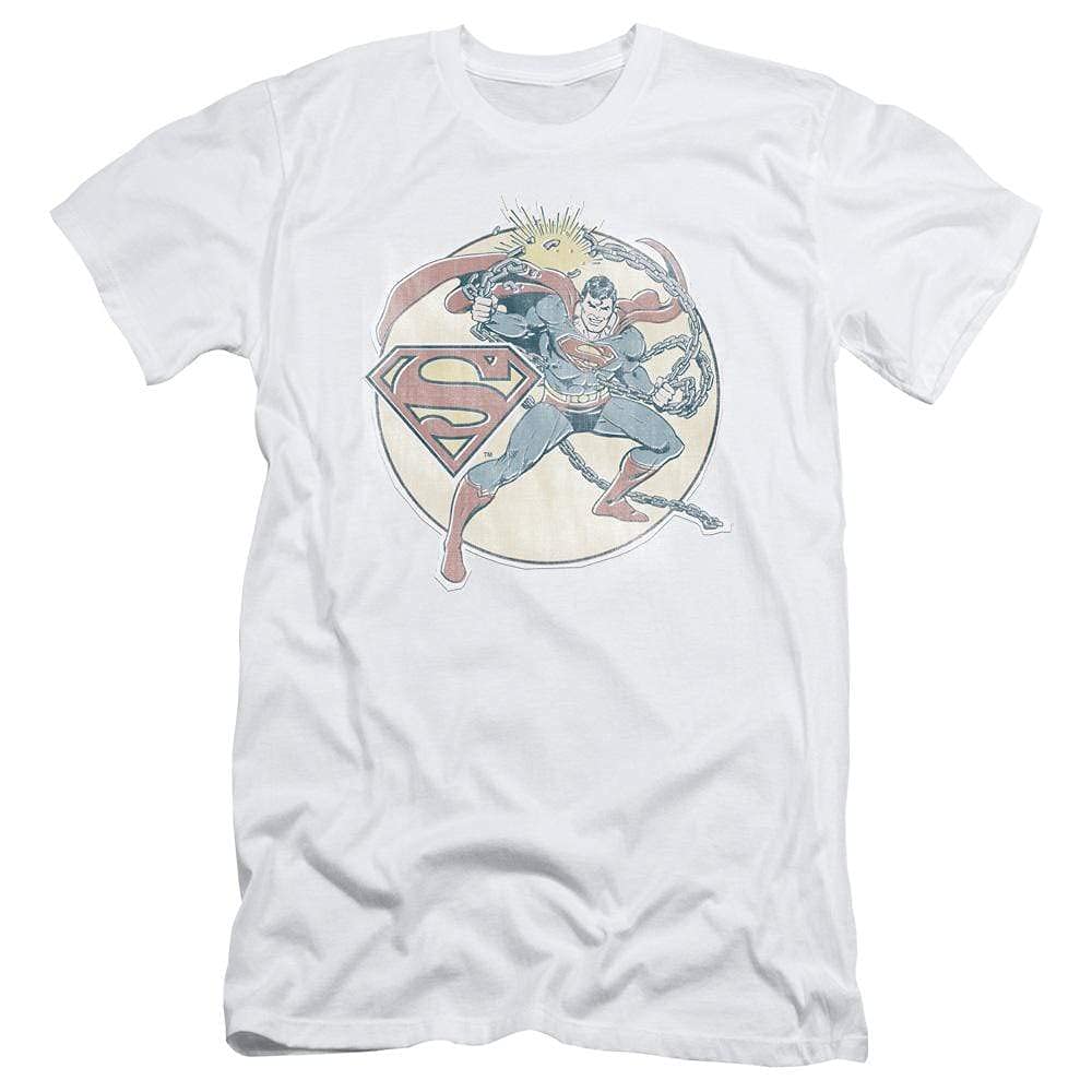 Retro Superman Iron-On Graphic Slim Fit T-Shirt for Men - Vintage Superhero Tee for Casual Wear, Cosplay & Comic Con
