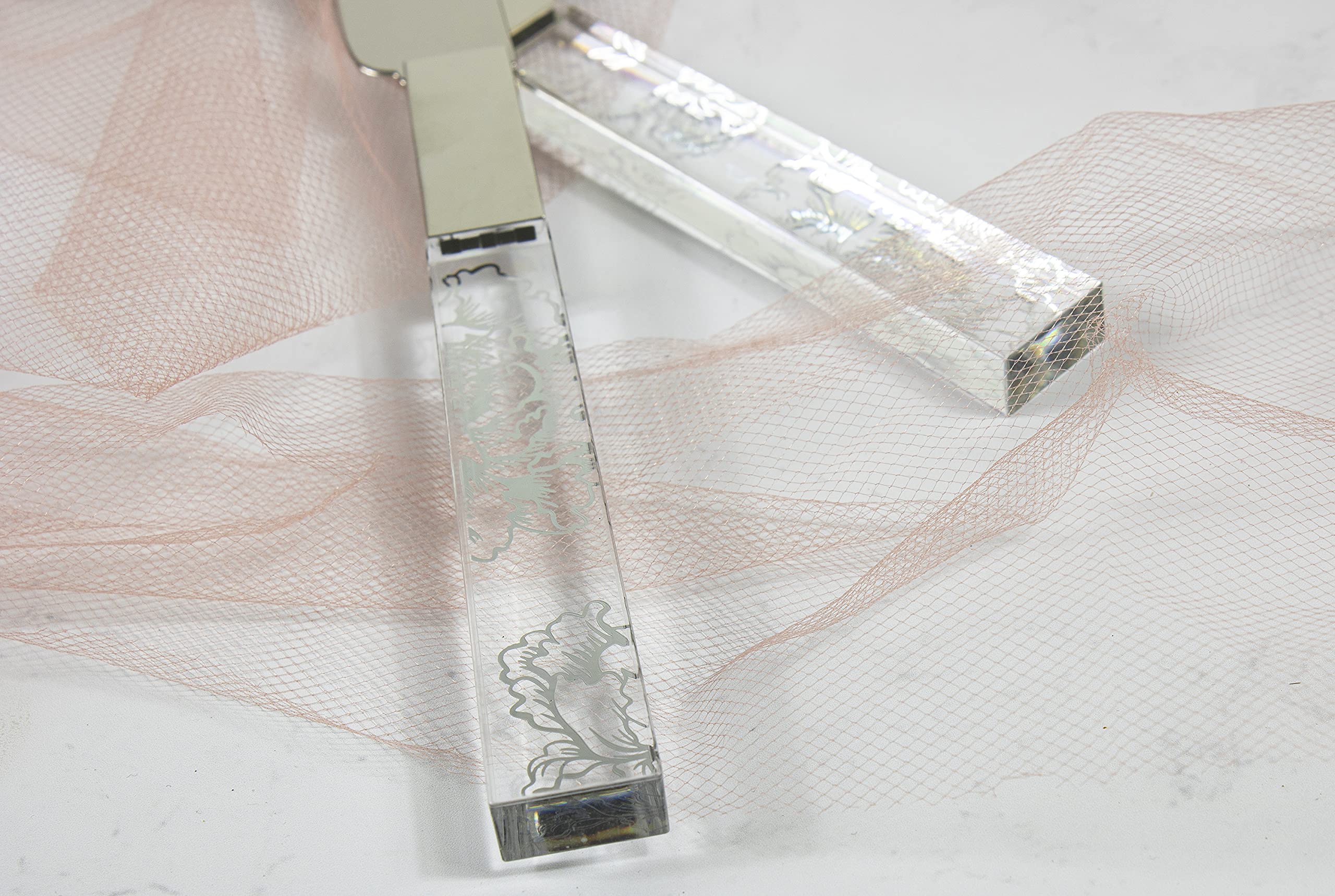 Lenox Bridal Silver Peony Personalized Wedding Cake Cutting Set - Custom Engraved Cake Knife & Server Set for Bride & Groom - Perfect Wedding Gift & Accessory for Anniversary, Bridal Shower & Reception Ceremony