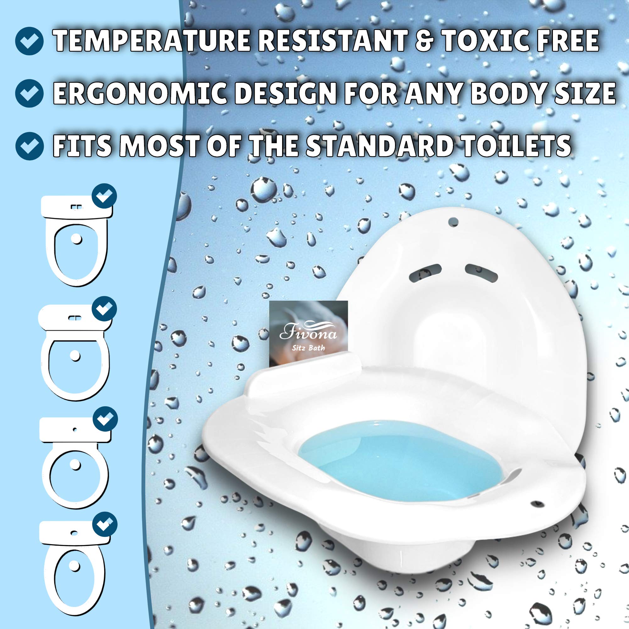 10-Pack Sitz Bath Toilet Seat for Hemorrhoids Relief & Postpartum Care | Universal Fit V Steam Seat for Men & Women by Fivona | Perfect for Home Recovery, Spa Therapy & Feminine Hygiene