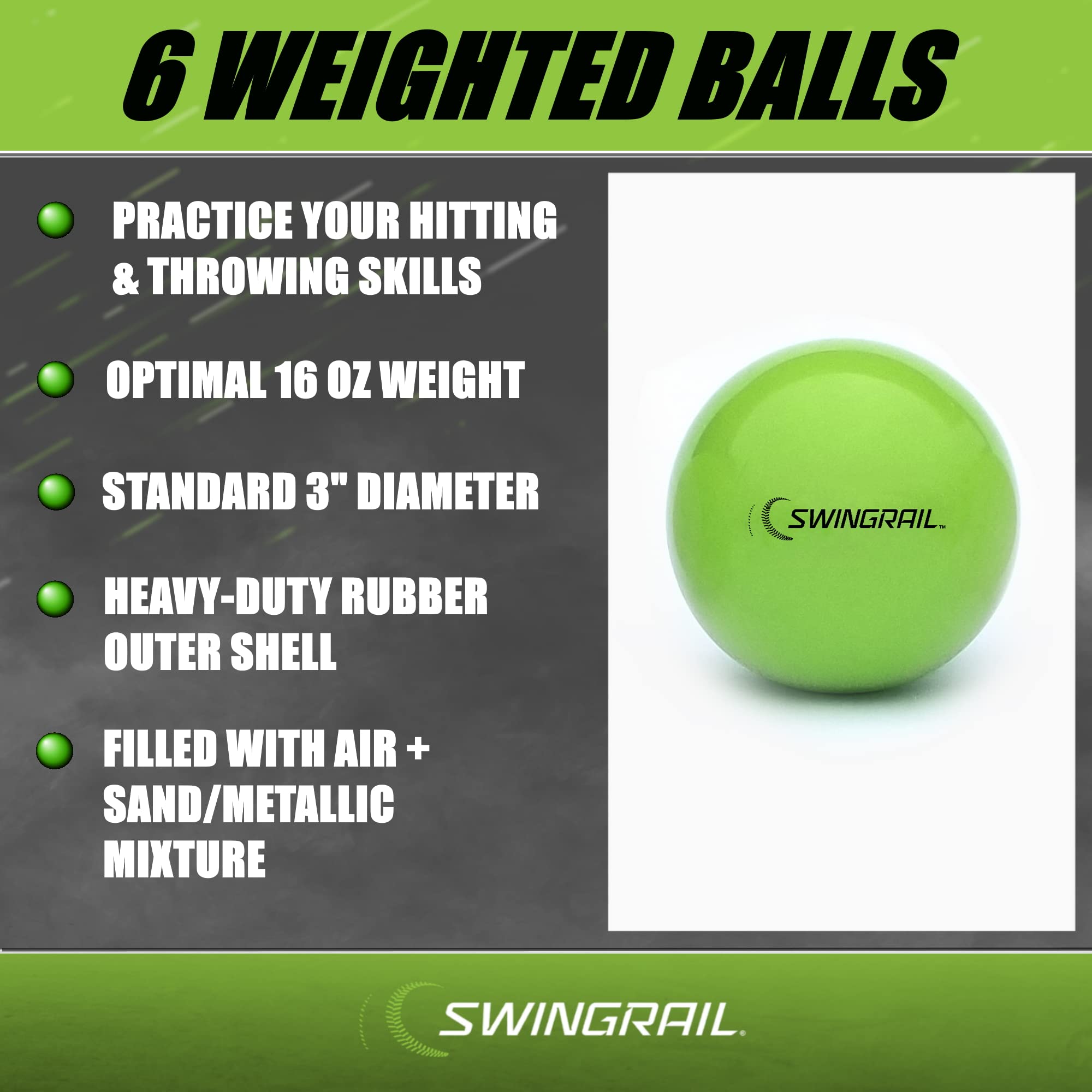 2-Pack SWINGRAIL Golf Swing Trainers with 6 Weighted Training Balls - Improve Golf Swing Mechanics & Accuracy - Perfect for Driving Range, Backyard Practice & Golf Training Aids