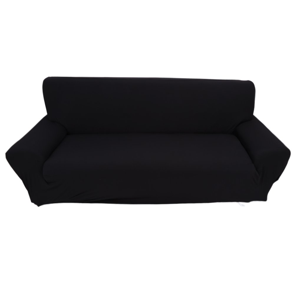Estink 3 Cushion Sofa Cover - Eco-Friendly 92% Polyester 8% Spandex Stretchable Couch Protector for Living Room, Home Decor (Black) - Perfect for Pets, Kids & Daily Use