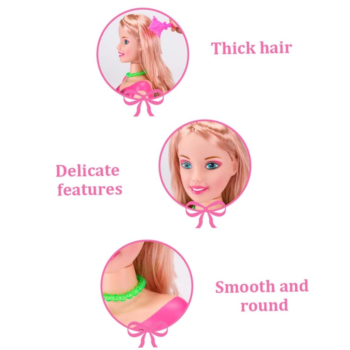 **Kids Hair Styling Head Doll with 35-Piece Makeup & Hair Accessories Set - Pretend Play Salon & Beauty Dress Up Toy for Girls & Boys - Perfect for Birthday Gifts & Role Play Games**