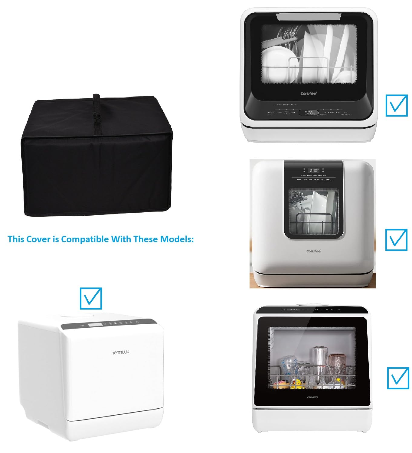 Heavy Duty Waterproof Dustproof Dishwasher Cover for COMFEE & Hermitlux Portable Mini Dishwashers (5L & 6L Tank) - Perfect for Kitchen Countertop Protection & Small Space Organization