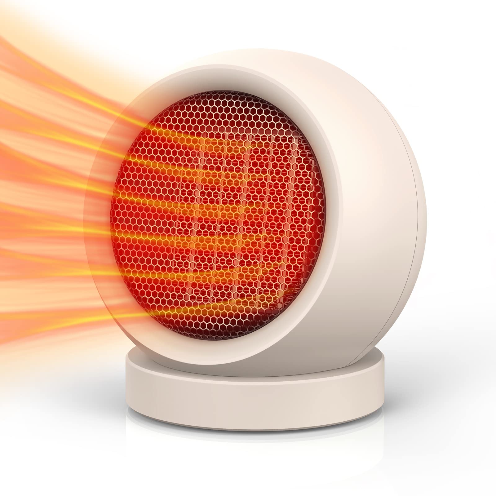PTC Ceramic Space Heater - Portable Electric Heater with High Output Fan for Home, Bedroom & Office | Fast Heating Desktop Heater for Indoor Use (Light Brown) | Perfect for Winter Warmth & Small Room Heating