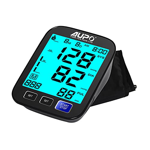 AUPO Automatic Blood Pressure Monitor - Upper Arm Digital BP Cuff Machine with 1000 Memory Storage, Pulse Meter & Dual User Mode - Perfect for Home Health Monitoring & Doctor's Office Use