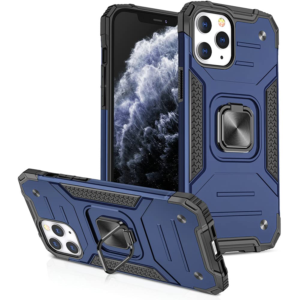 Durable Magnetic Kickstand Hybrid Case for iPhone 13 Pro Max - Shockproof & Anti-Scratch Protection | Perfect for Workouts, Travel & Everyday Use (Blue)