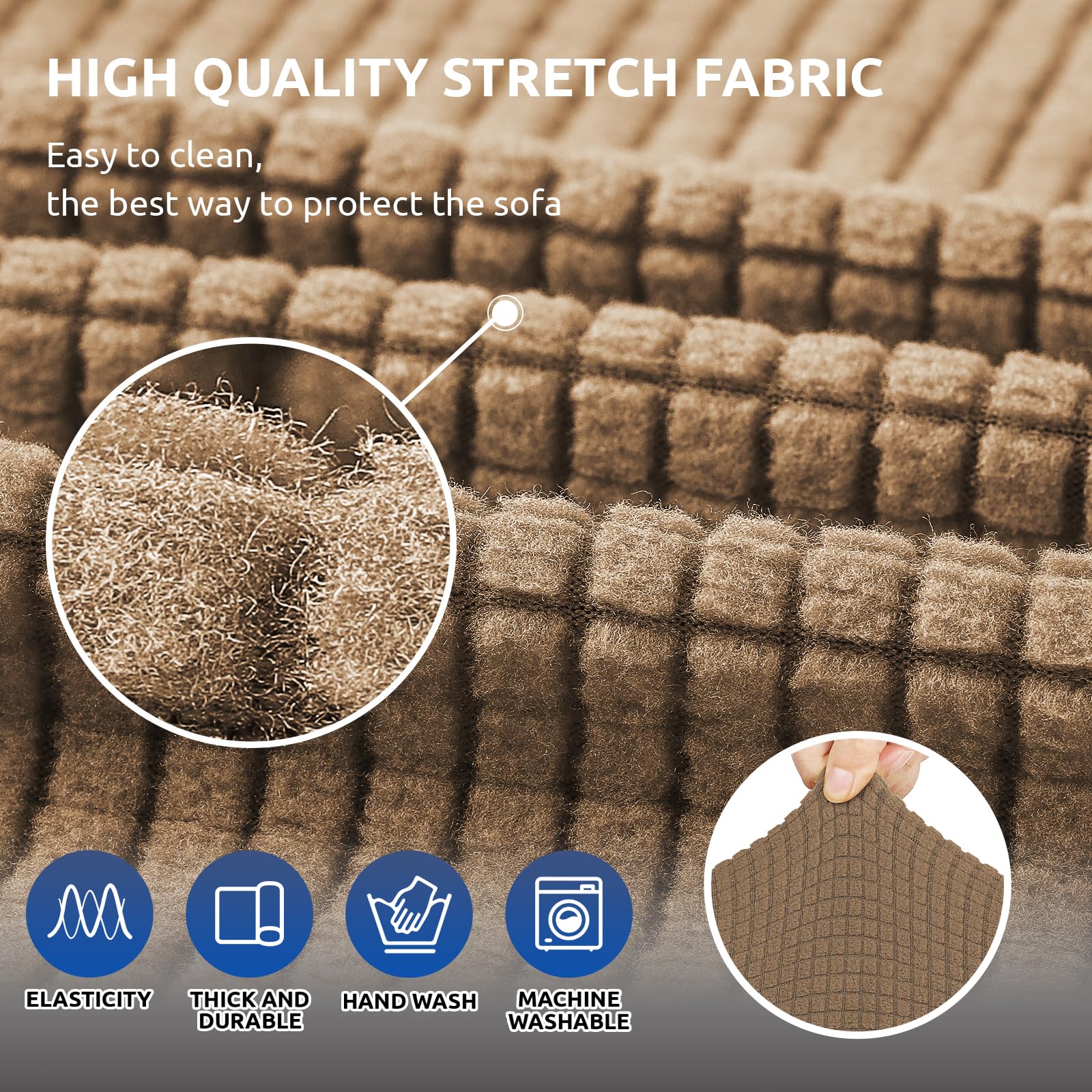 KEKUOU Stretch Sofa Cover Slipcover - 3 Cushion Couch Protector (79