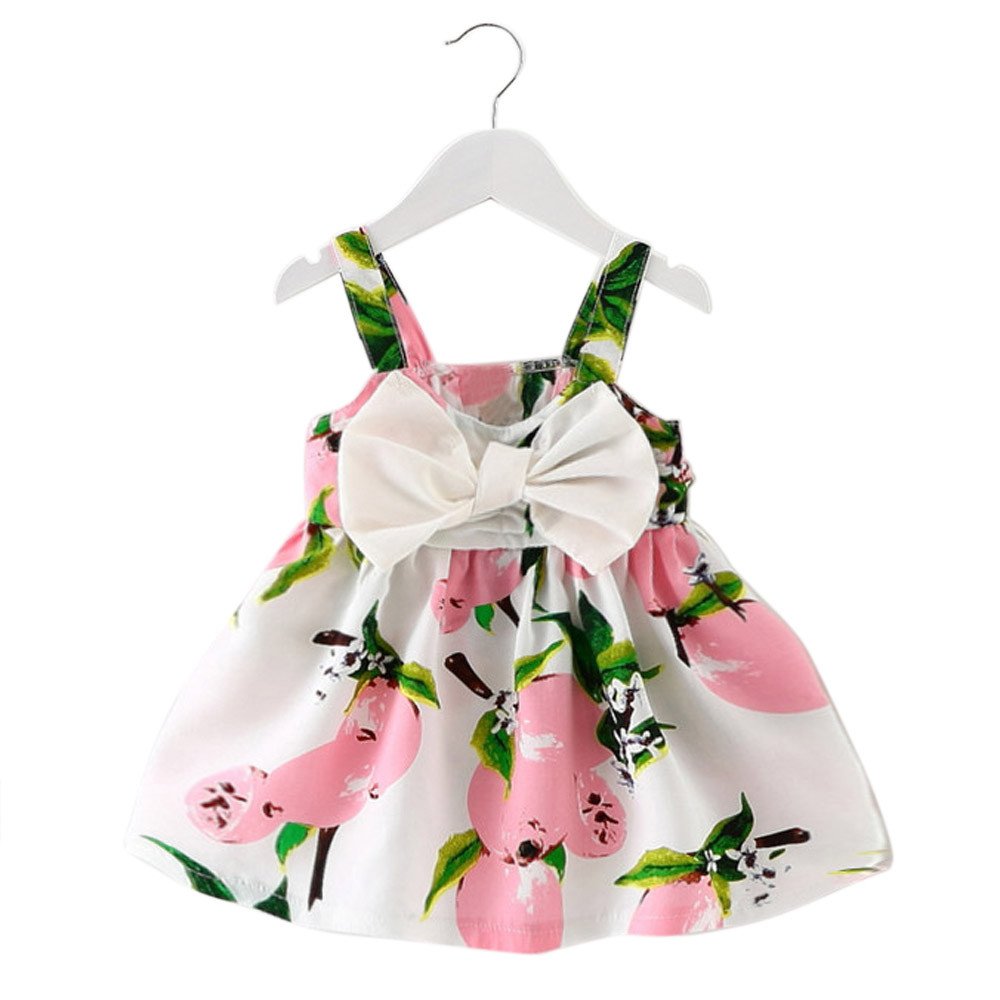 Adorable Lemon Print Sleeveless Princess Dress for Baby Girls 0-24 Months | Pink Infant Outfit with Matching Hat | Perfect for Summer, Photo Shoots & Special Occasions (Size 5)