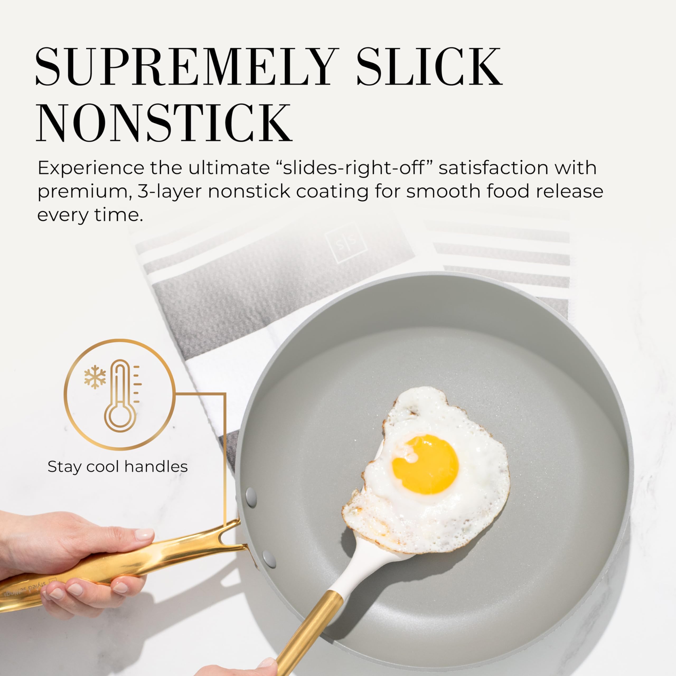 Premium 15-Piece White & Gold Nonstick Cookware Set - Heavy Gauge, PFOA-Free, Oven & Dishwasher Safe, Induction Compatible Pots & Pans for Modern Kitchens - Ideal for Cooking, Baking & Entertaining