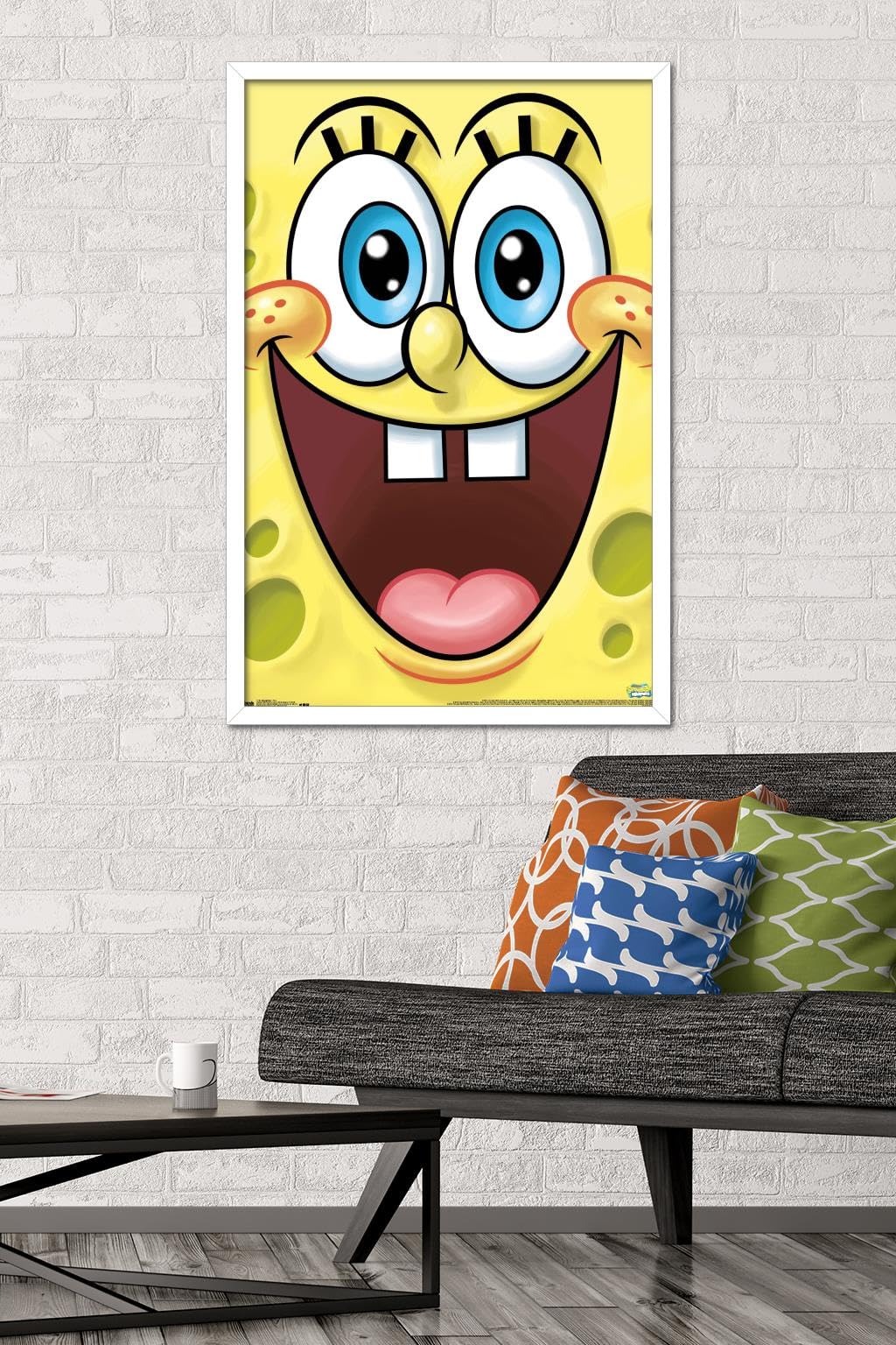 Trends International Nickelodeon SpongeBob SquarePants Wall Poster - 22.375 x 34 Inches, White Framed Version - Perfect for Kids' Room Decor, Classroom, or Cartoon Lover's Collection