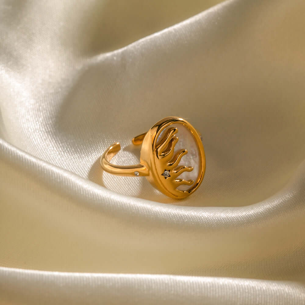 18K Gold Shell Midi Ring for Women - Elegant Thumb Ring Jewelry Gift (JDR001) | Perfect for Parties, Weddings & Everyday Wear