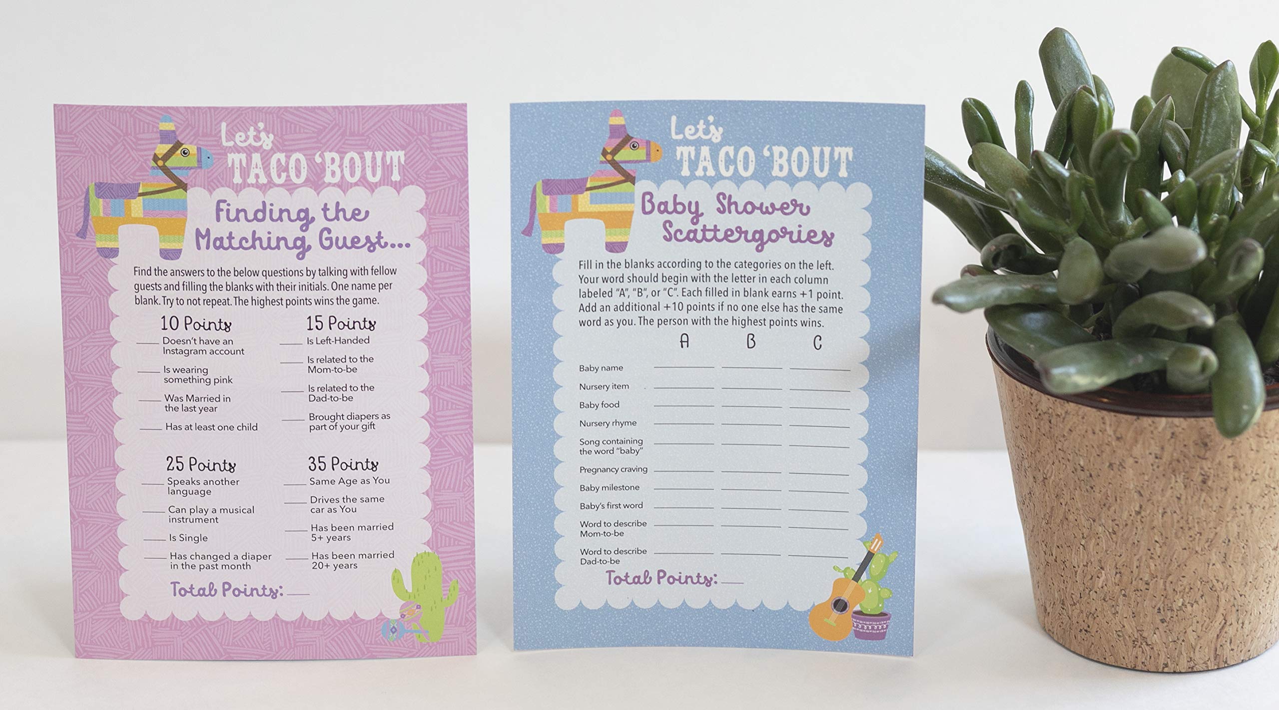 Taco Bout A Baby Shower Invitations & Thank You Cards Set - 20 Invites, 20 Thank You Cards, 40 Game Cards with 4 Unique Baby Shower Games - Fiesta Taco Theme for Gender Reveal, Baby Announcement or Birthday Party - Perfect for Taco-Themed Celebrations and Mexican Fiesta Decor