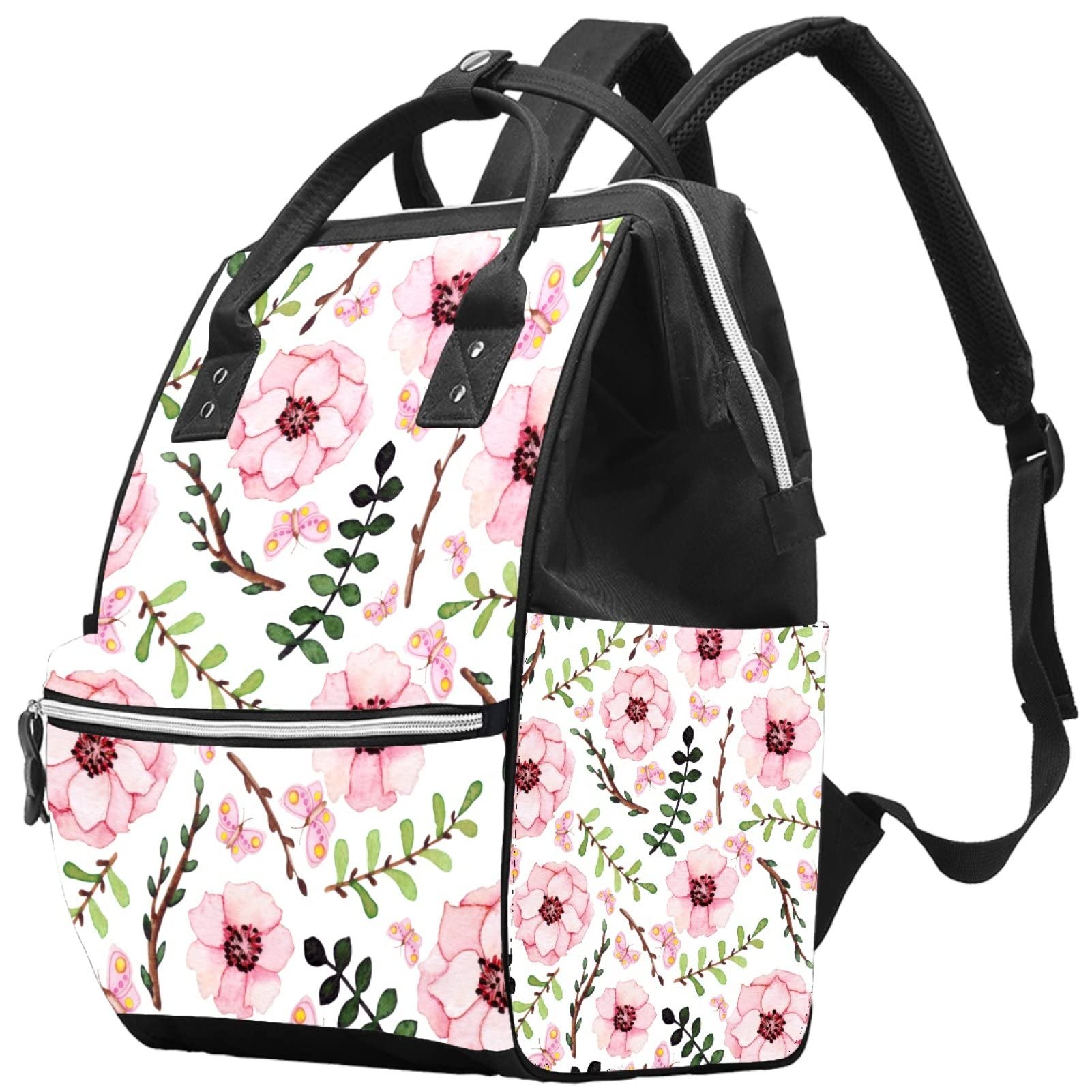 Pink Floral Diaper Backpack for Moms & Dads - Large Capacity Baby Travel Backpack for Girls & Boys - Perfect for Daycare, Outings & Family Trips
