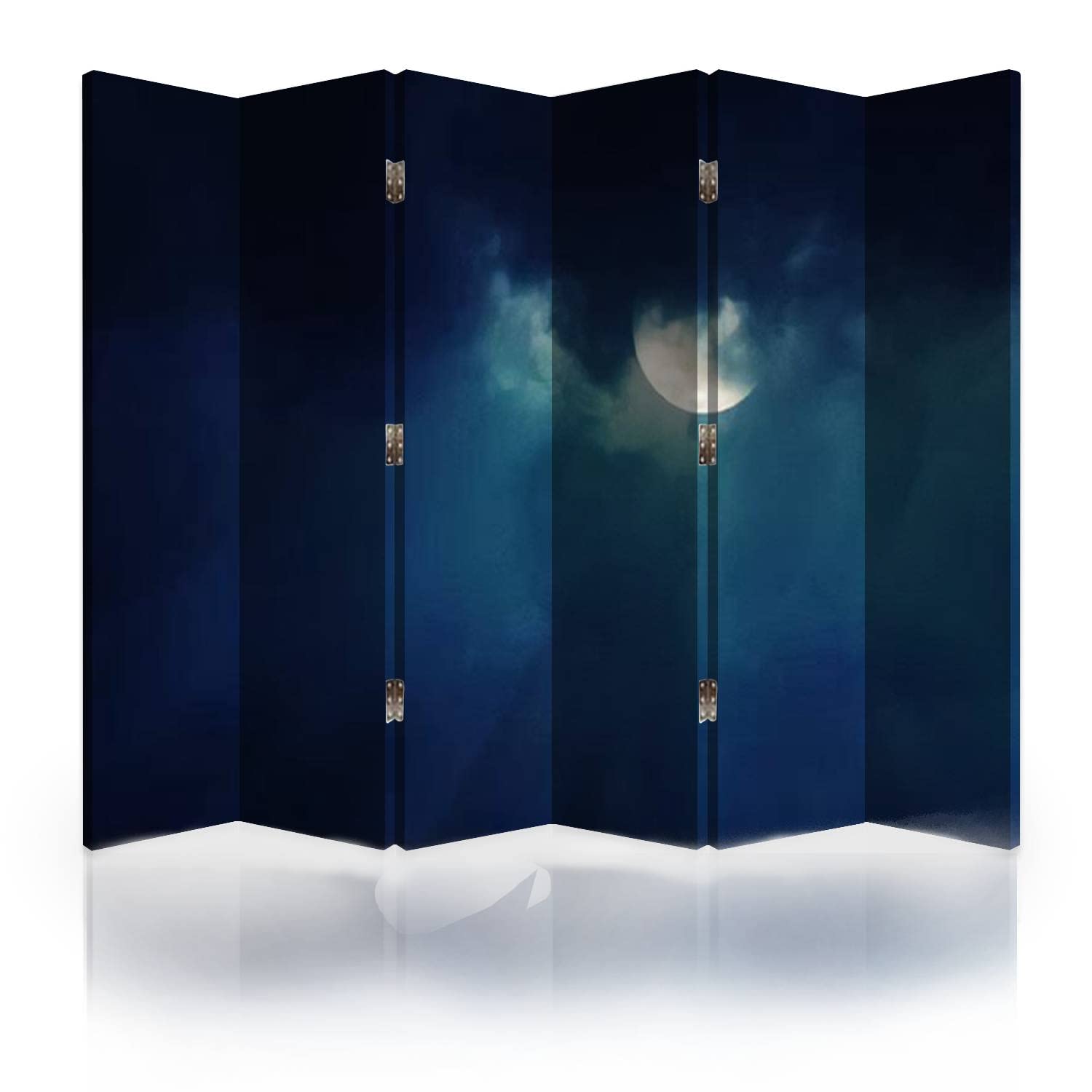 6-Panel Canvas Room Divider with Night Sky & Moon Design - Folding Privacy Screen for Bedroom, Office & Studio Separator | Space Partition for Home Decor & Room Dividers