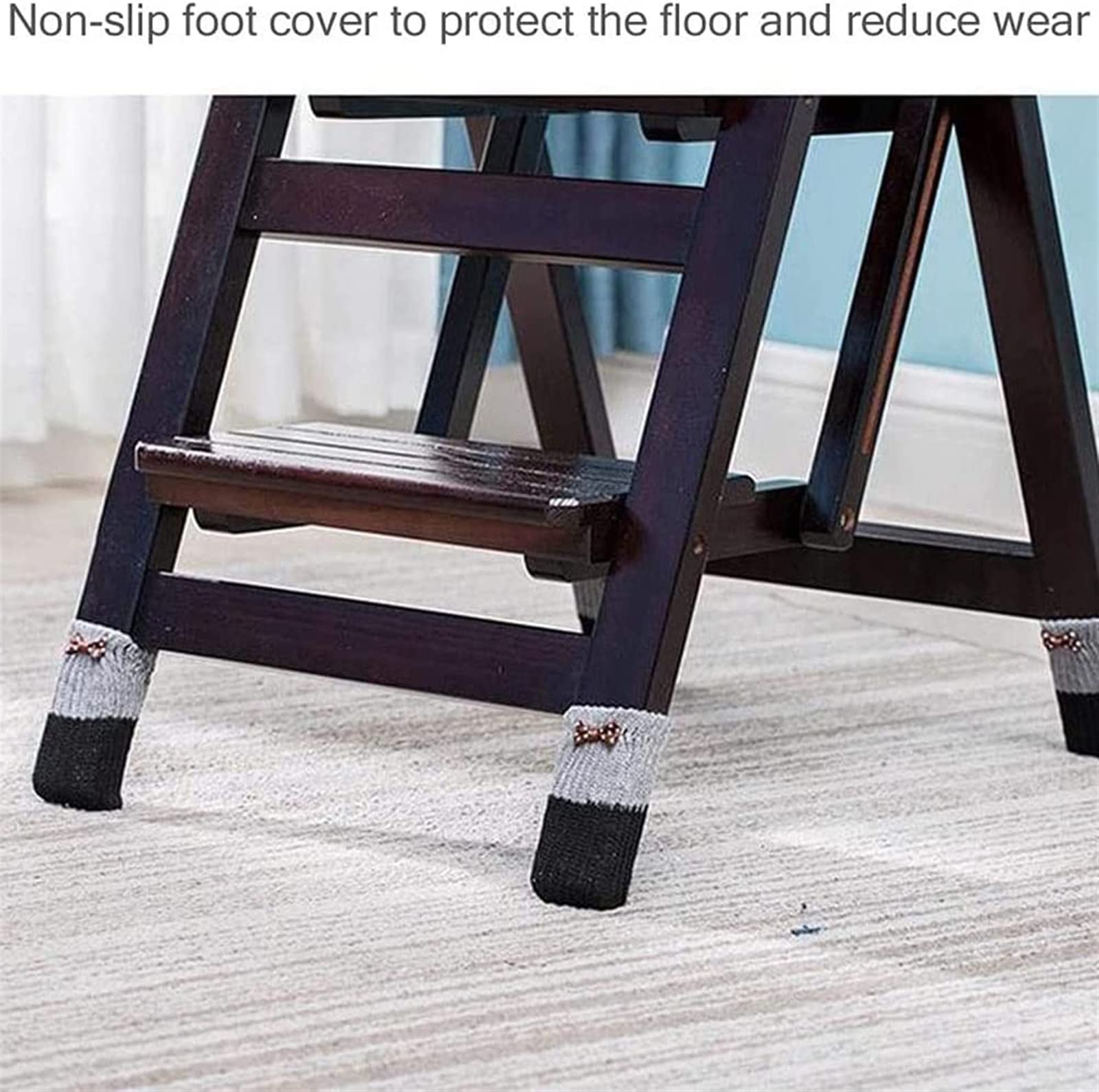 Foldable Wooden Step Stool for Kitchen - Non-Slip Portable Ladder Stool with Anti-Skid Foot Cover - Multifunctional Indoor Climbing Stool for Home, Bathroom, and Garage Use