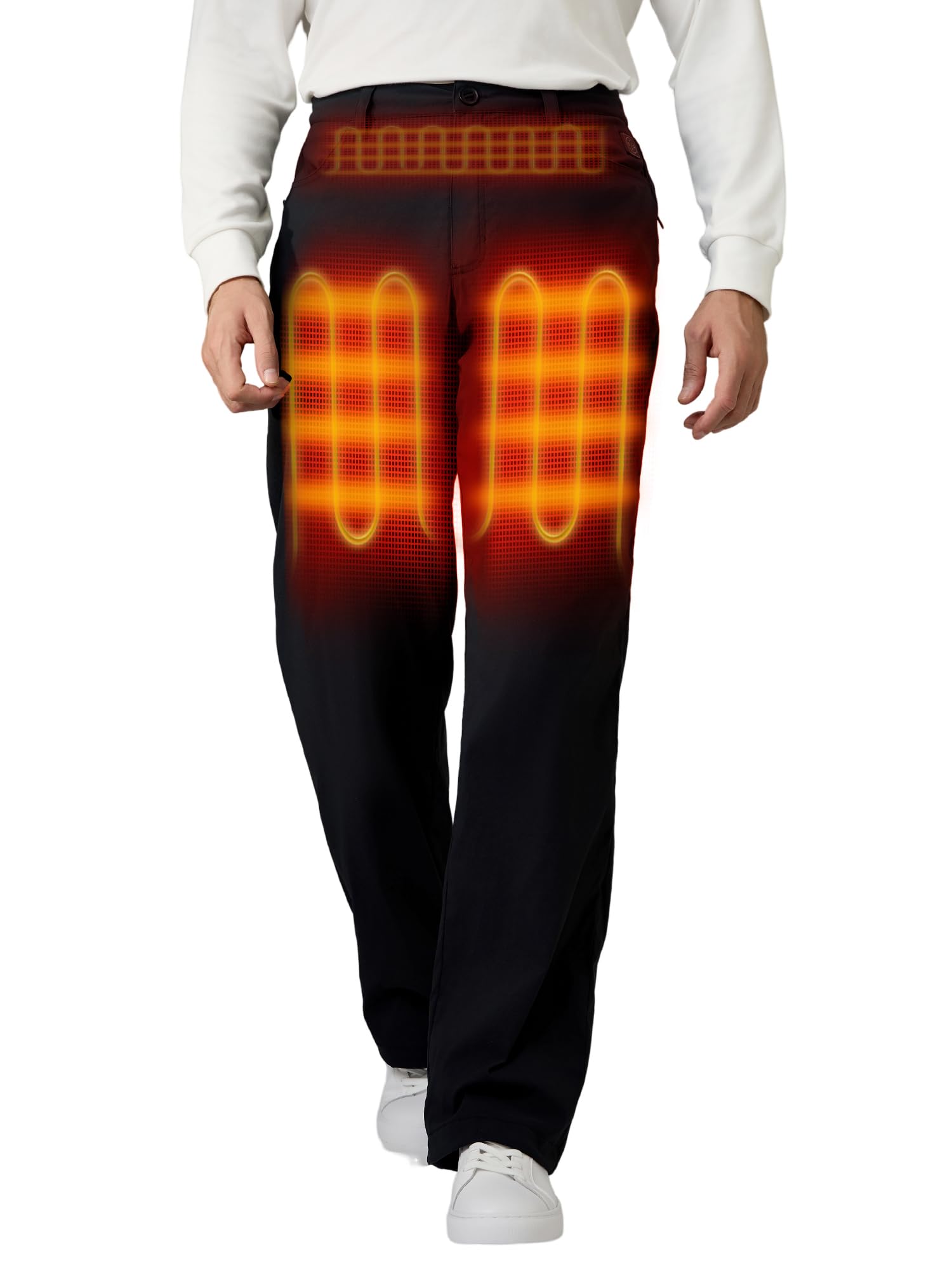 ORORO Men's Heated Fleece Lined Winter Pants with Battery Pack - USB Rechargeable Thermal Underwear for Outdoor Work, Skiing & Cold Weather (Charger Sold Separately)