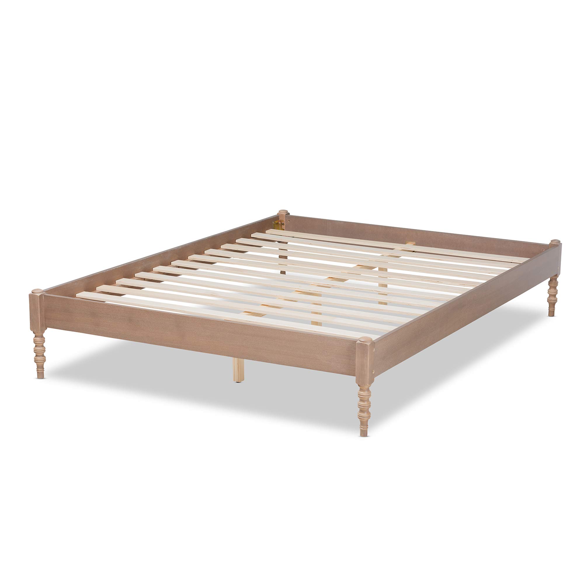 Baxton Studio Queen Size Platform Bed Frame - Antique Oak Finish - Modern Bedroom Furniture for Home Decor & Guest Room Setup