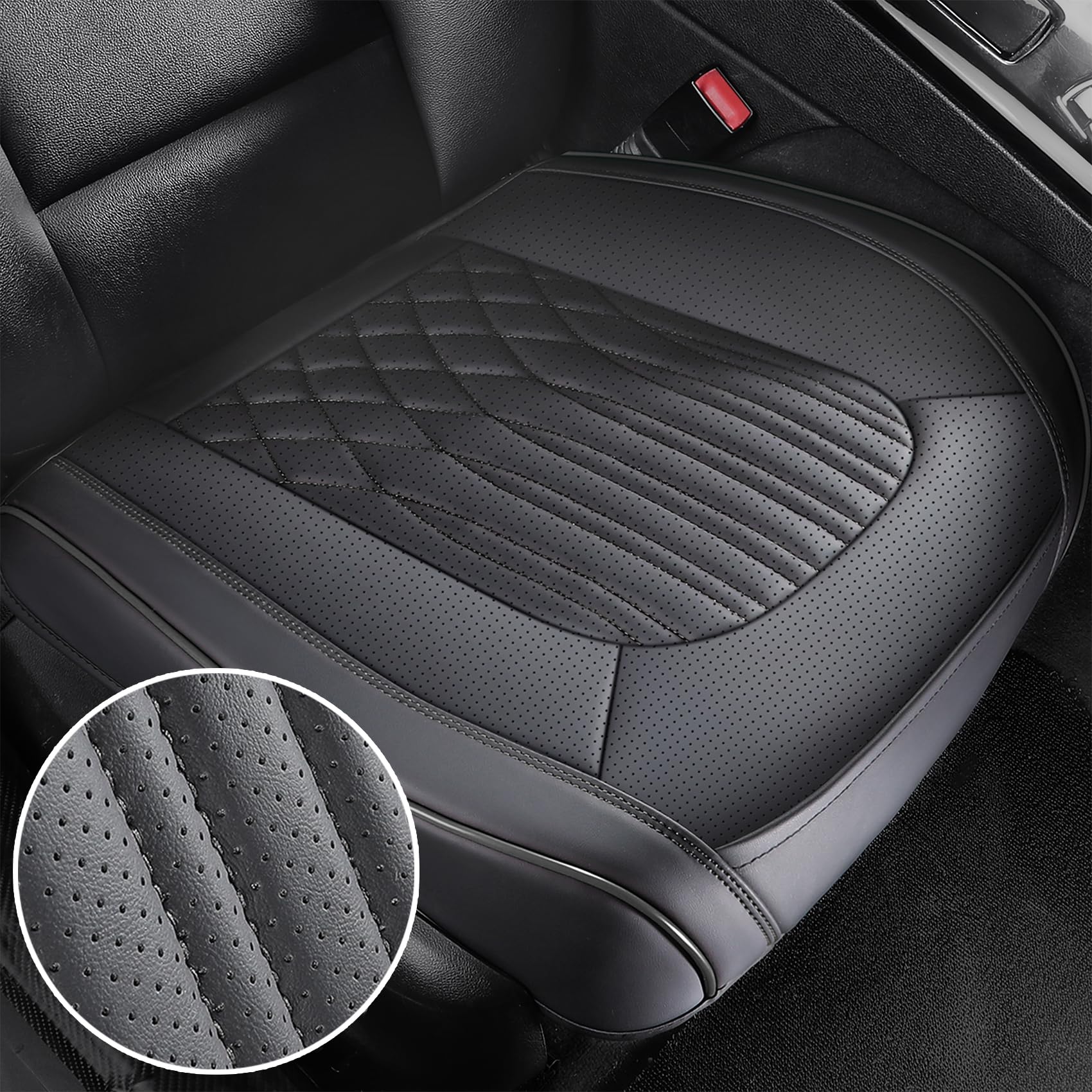 Premium PU Leather Car Seat Covers - Universal 2-Piece Front Seat Protectors with Anti-Slip Design & Storage Pockets | Fits 95% Vehicles | Perfect for Daily Commute, Road Trips & Car Interior Protection (Black)