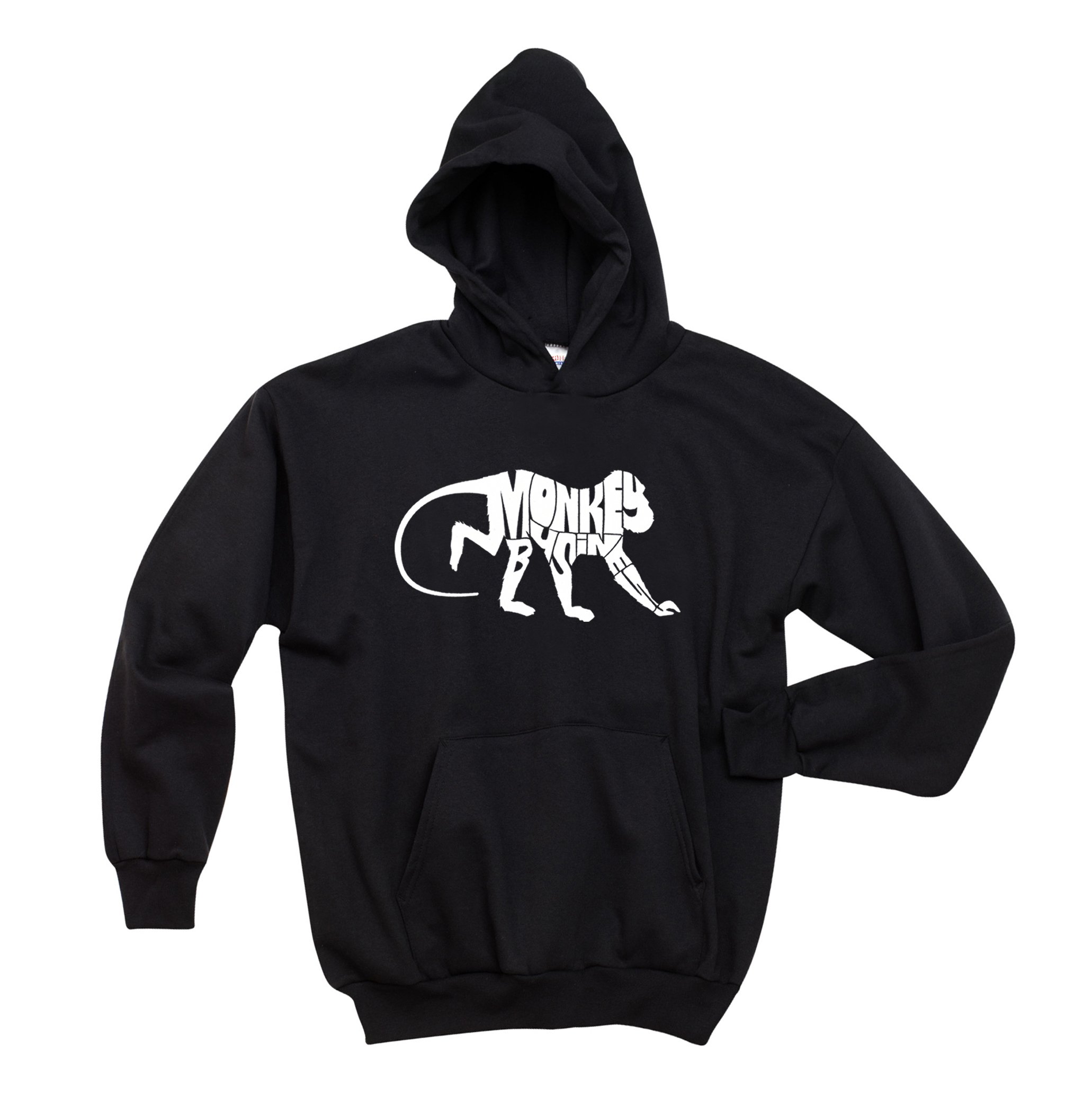 Women's Word Art Hooded Sweatshirt - Monkey Business LA Pop Art Graphic Pullover | Trendy Streetwear for Casual Outfits & College Fashion