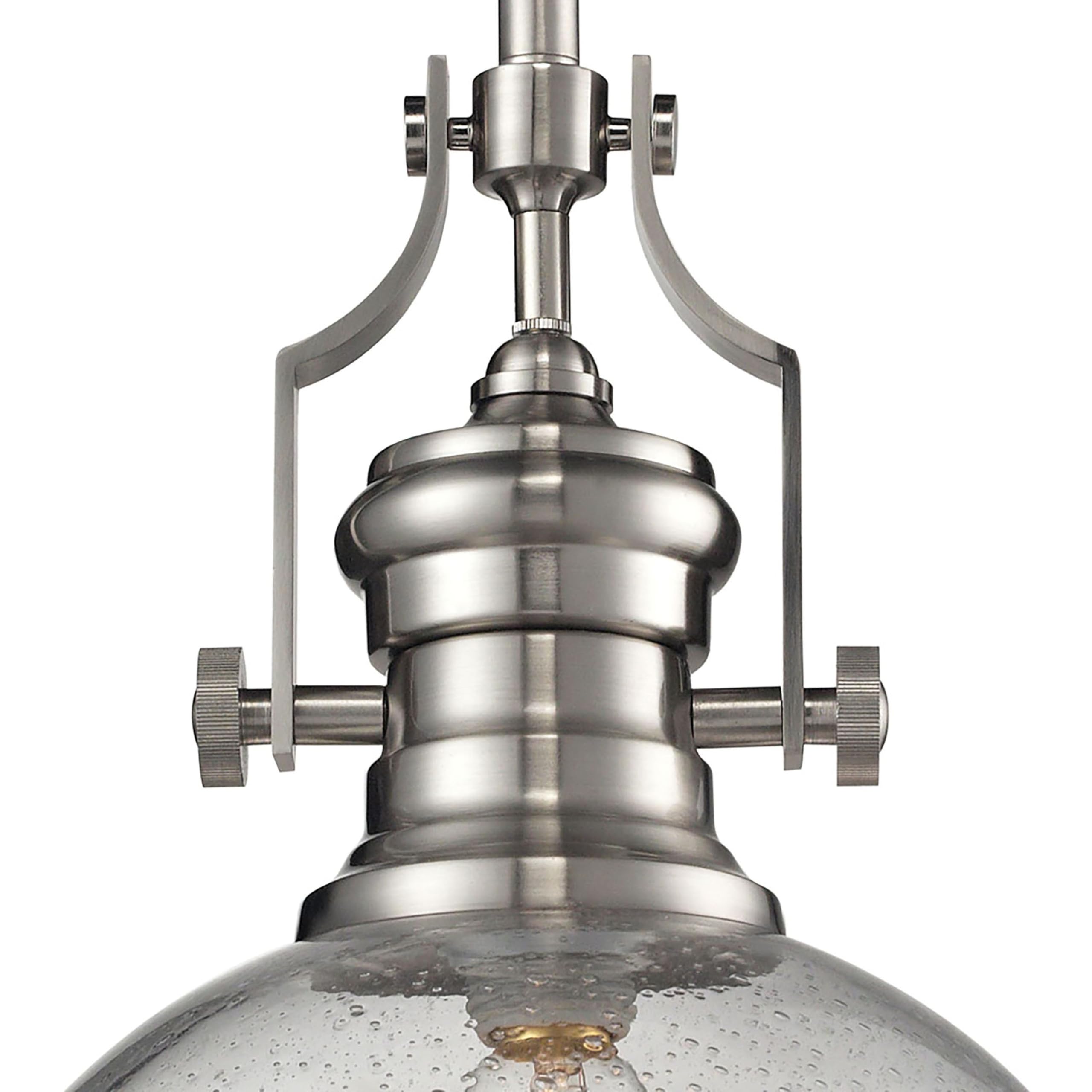 Elk Home Chadwick 1-Light Pendant Light Fixture - Satin Nickel Finish with Clear Seeded Glass Shade, Transitional Style Hanging Light for Kitchen Island, Dining Room, or Entryway