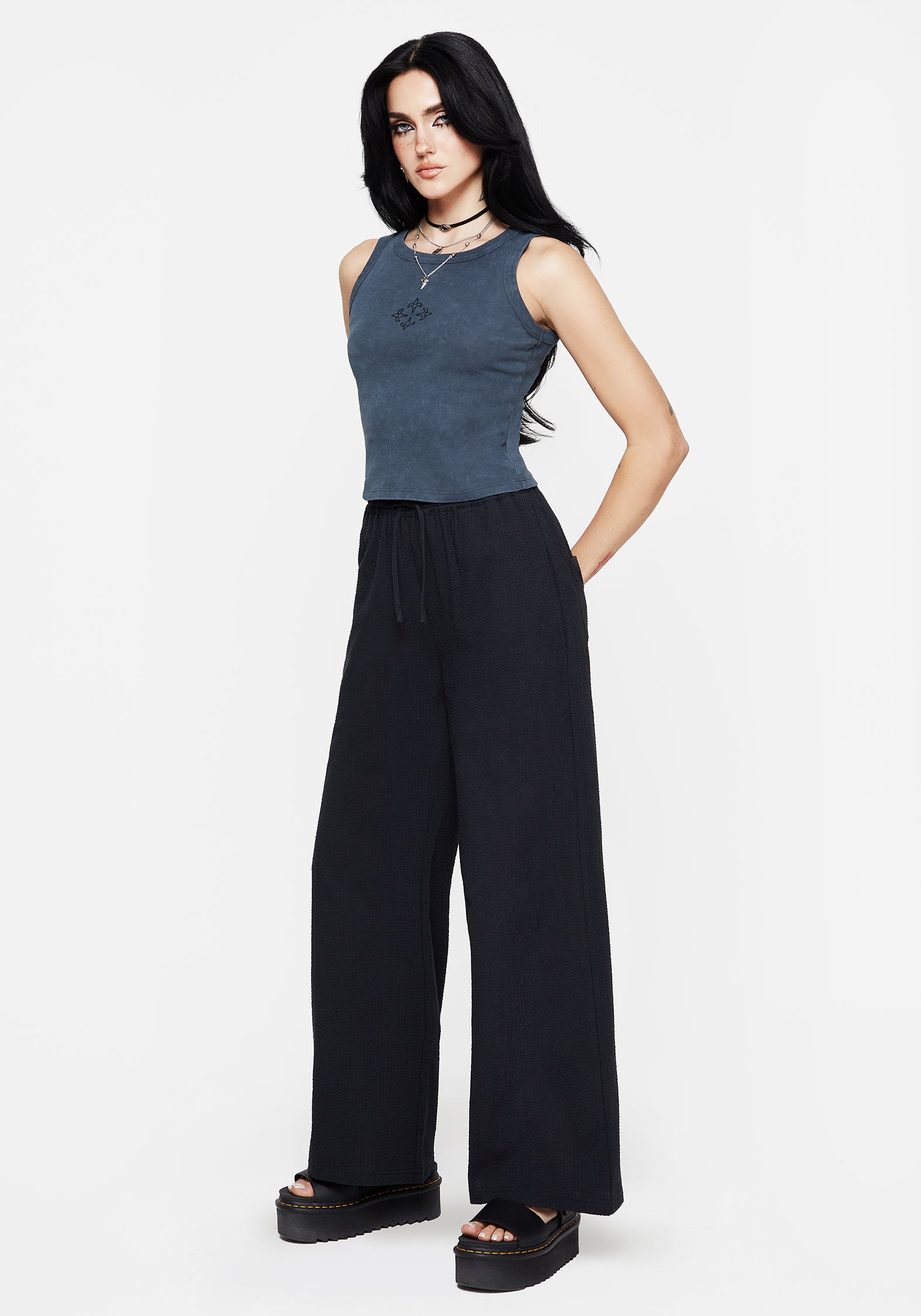 Rian Seersucker Straight Leg Pants for Women - Lightweight Summer Trousers with Comfort Fit - Perfect for Office, Travel & Casual Outings