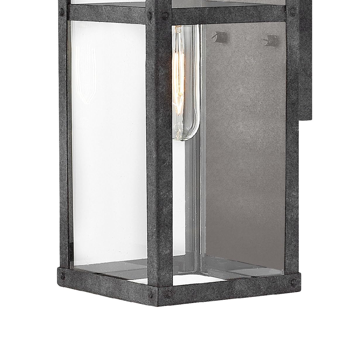 Hinkley Porter Small Wall Mount Outdoor Lantern - Lisa McDennon Estate Series, 1-Light Aluminum Clear Glass with Aged Zinc Finish - Perfect for Porch, Patio, and Garden Lighting
