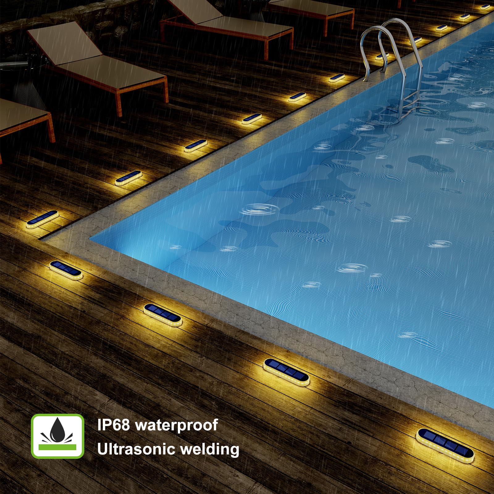 Solar Powered Outdoor Step Lights - Waterproof LED Deck & Fence Lighting (4 Pack) | Warm White Solar Lights for Stairs, Patio, Garden, Pathway, Driveway & Porch | Perfect for Backyard, Front Door & Dock Safety Lighting at Night