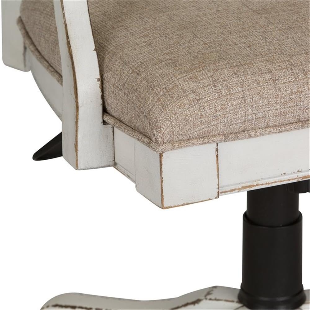 Liberty Furniture Magnolia Manor Jr Executive Desk Chair - European Style Office Chair in White - Solid Wood Frame with Recliner & Rolling Casters - 300 lbs Weight Capacity - Perfect for Home Office, Study Room & Executive Workspaces