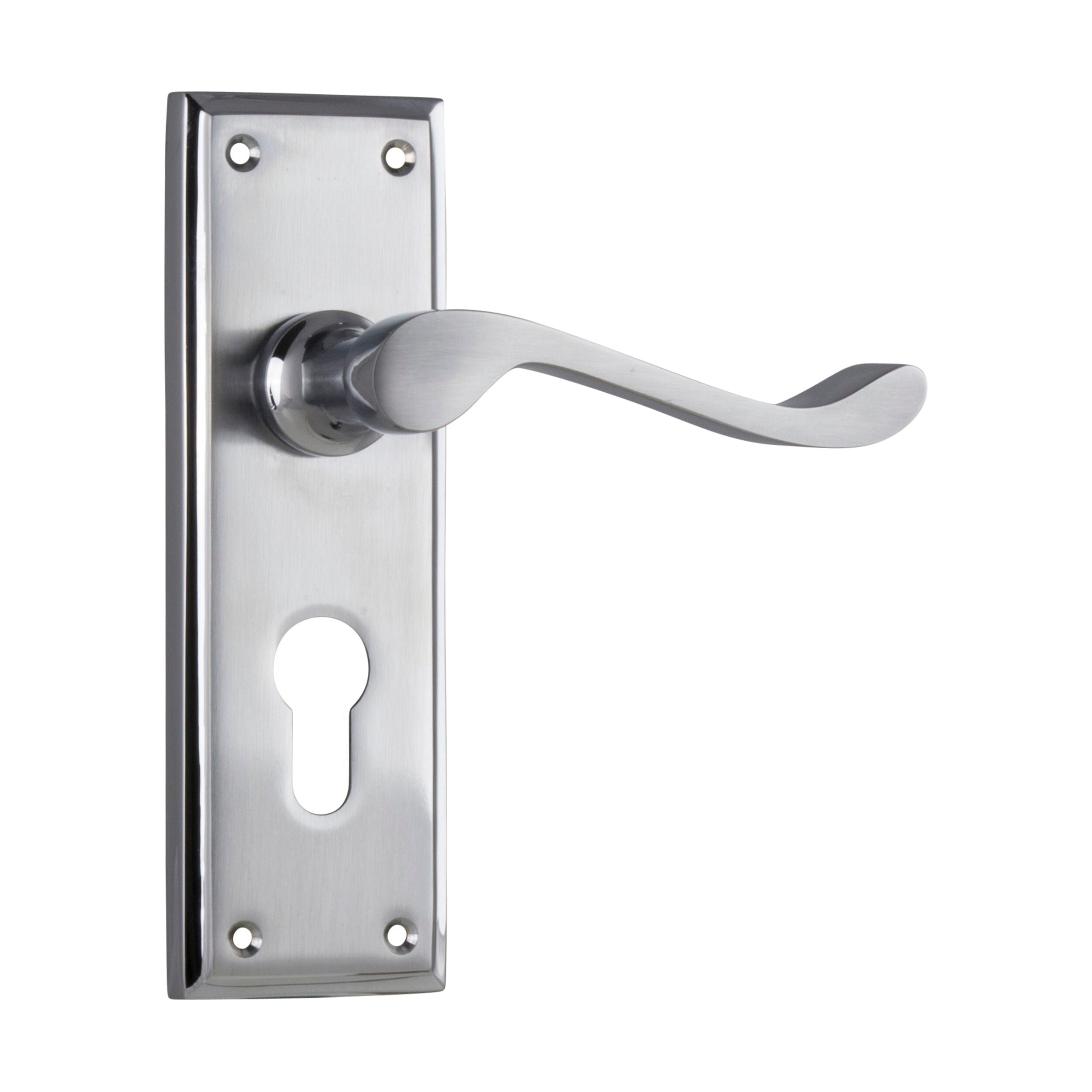 Camden Euro Pair Door Lever Set in Satin Chrome with Polished Edge - 1096E Model (H152xW50xP60mm) - Perfect for Modern Homes, Offices & Interior Doors