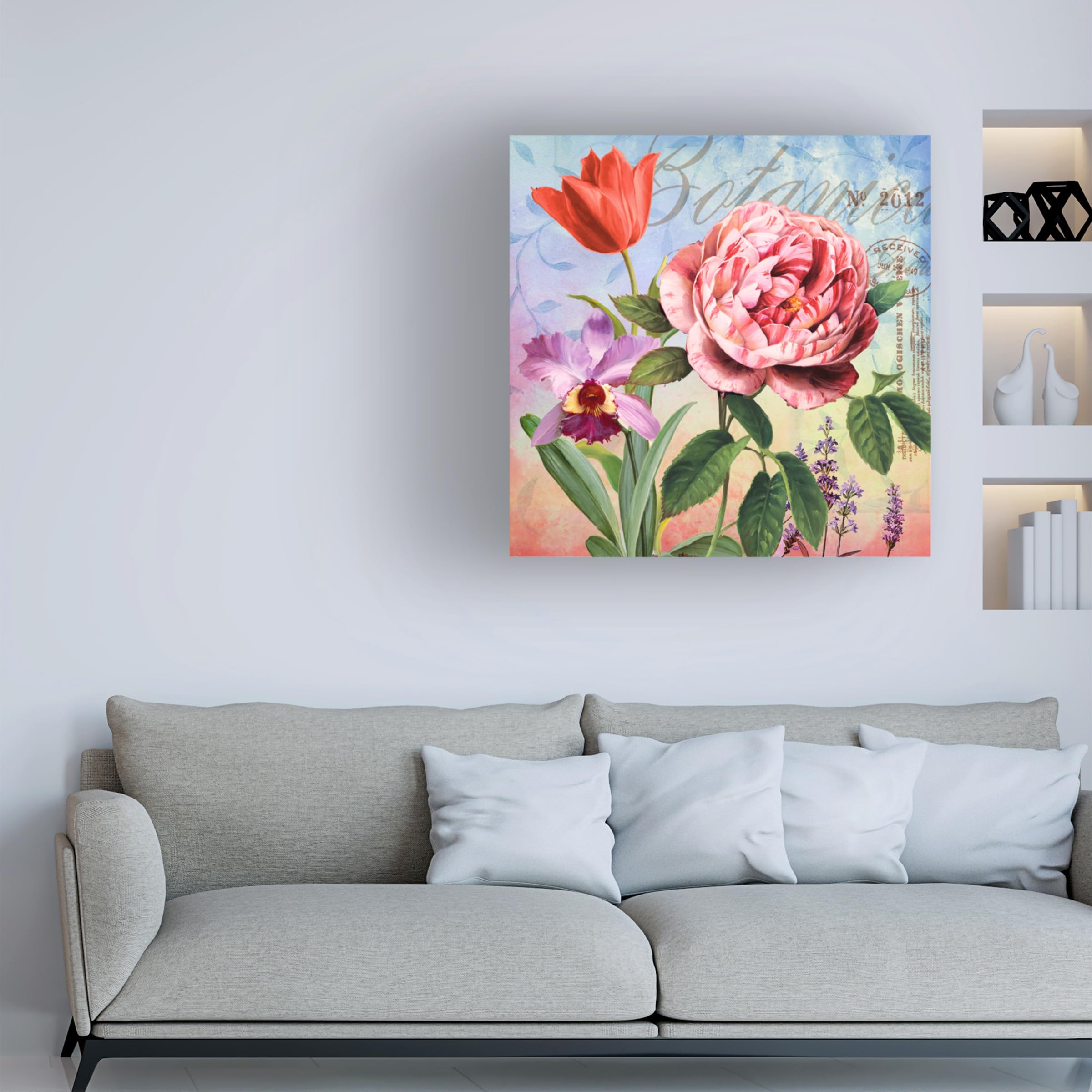 Trademark Fine Art 'Botanique with Rose' Floral Canvas Wall Art Print - Elegant Home Decor for Living Room, Bedroom & Office