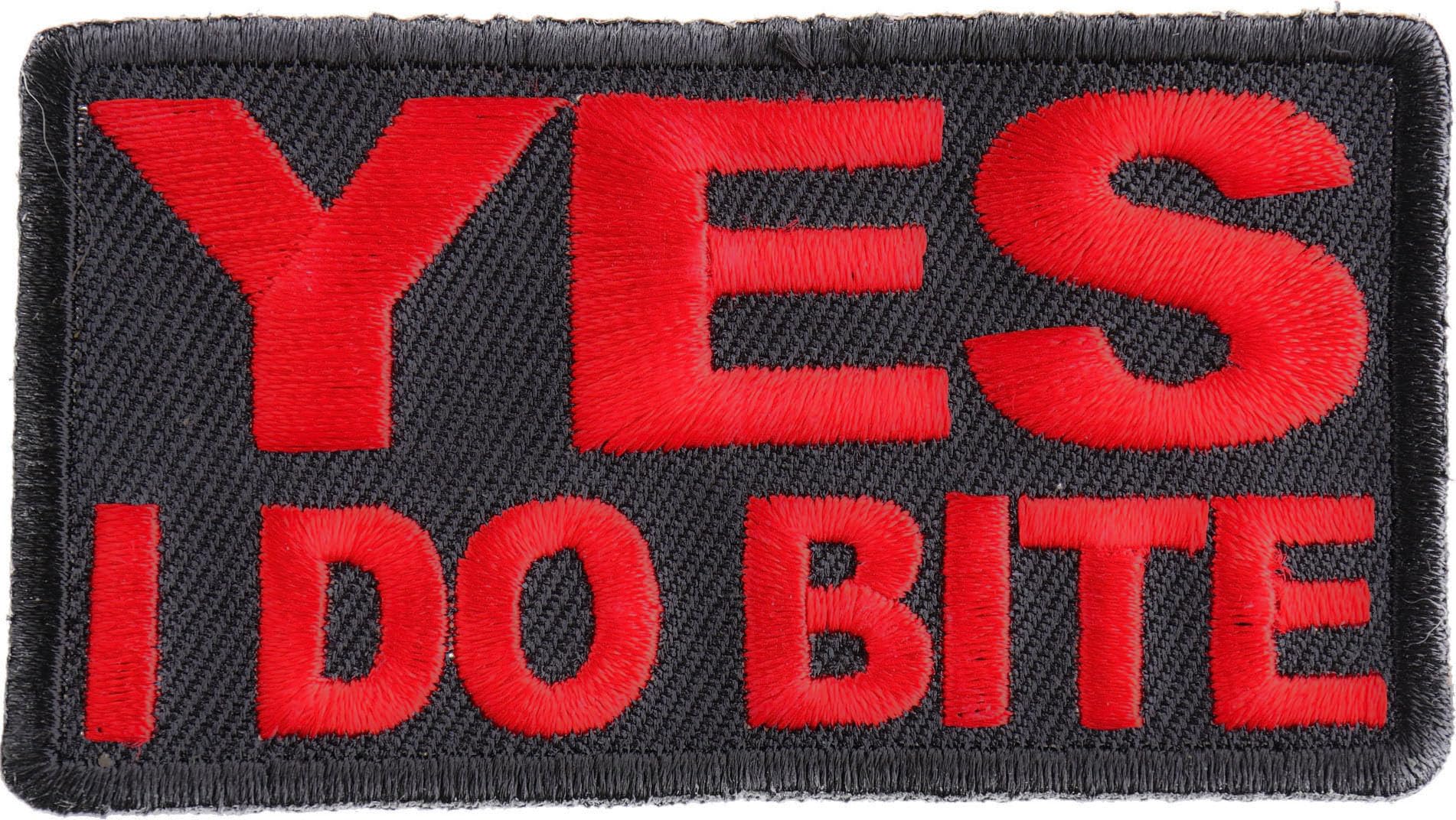 Funny 'Yes I Do Bite' Iron-On Patch for Adults - Humorous Sew-On Applique for Jackets, Hats & Backpacks - Perfect for Pranking Friends & Adding Personality to Your Outfits