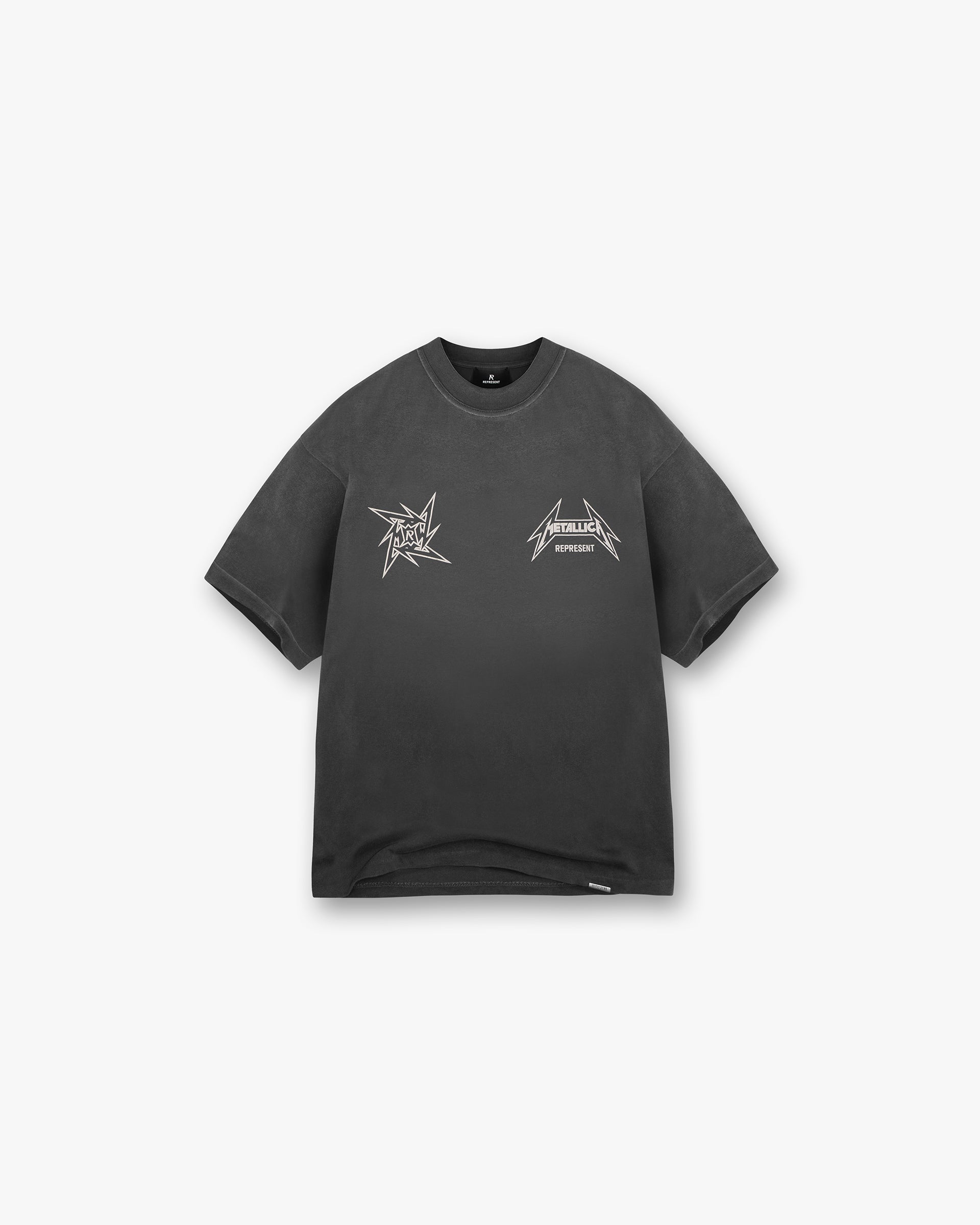 Represent X Metallica Local Crew T-Shirt - Stained Black | Vintage Band Tee for Concerts & Casual Wear