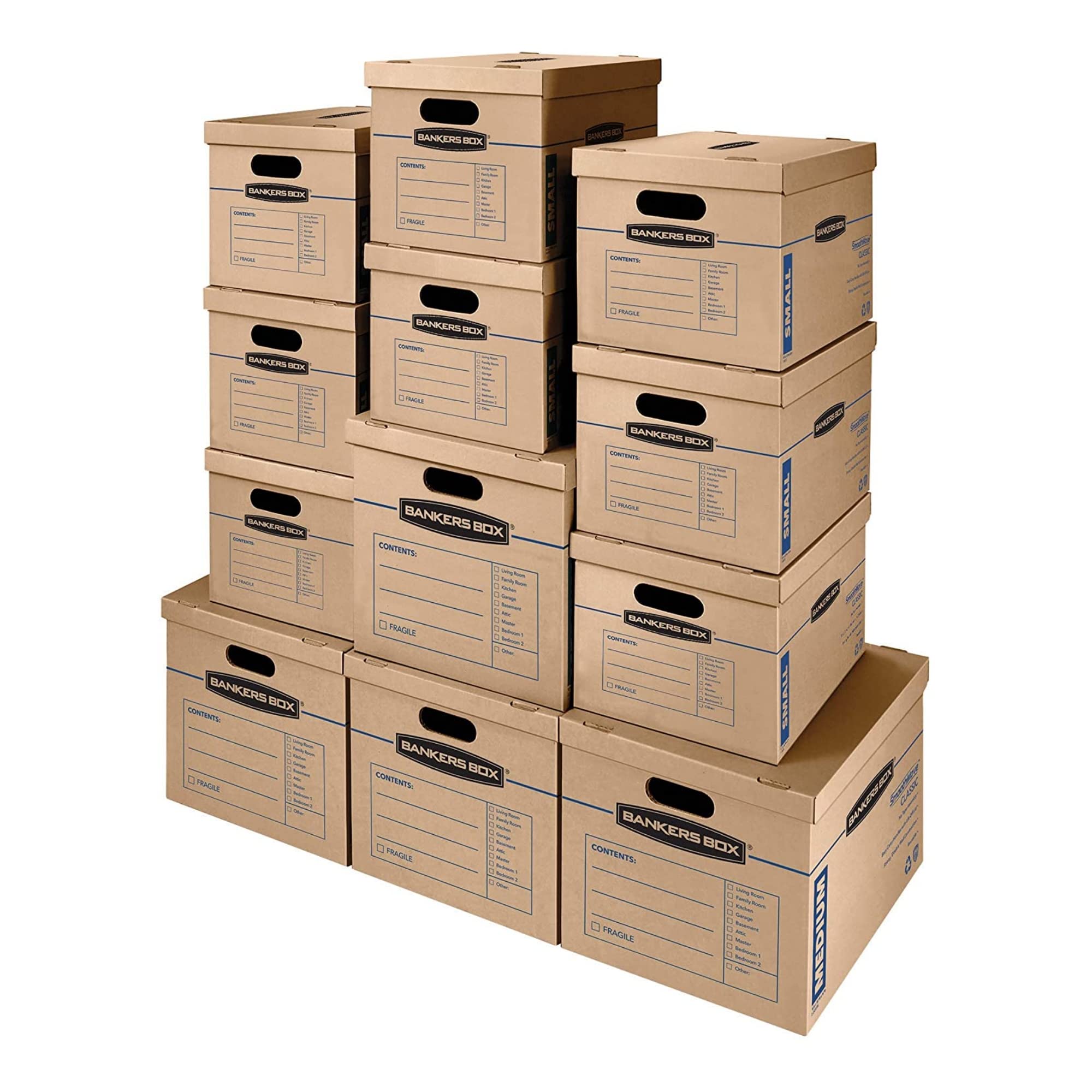 Bankers Box SmoothMove Wardrobe & Classic Moving Boxes - 12 Pack Heavy Duty Cardboard Storage Boxes for Home Office Moving, Packing & Organization | Perfect for Clothes, Books & Household Items Storage