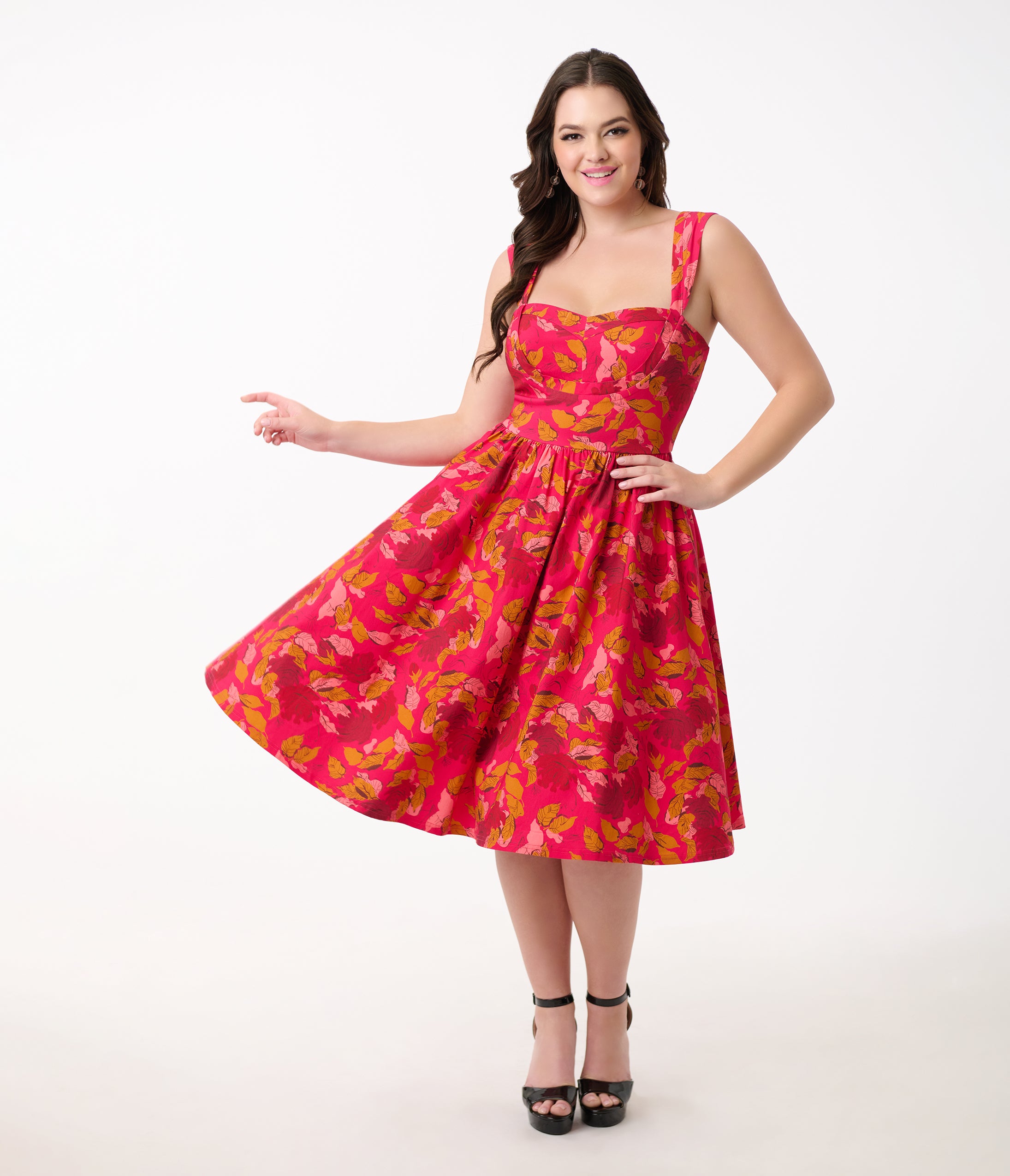 Vintage 1950s Pink & Red Floral Swing Dress - Retro Sleeveless A-Line Cocktail Dress for Women | Perfect for Parties, Weddings & Special Occasions