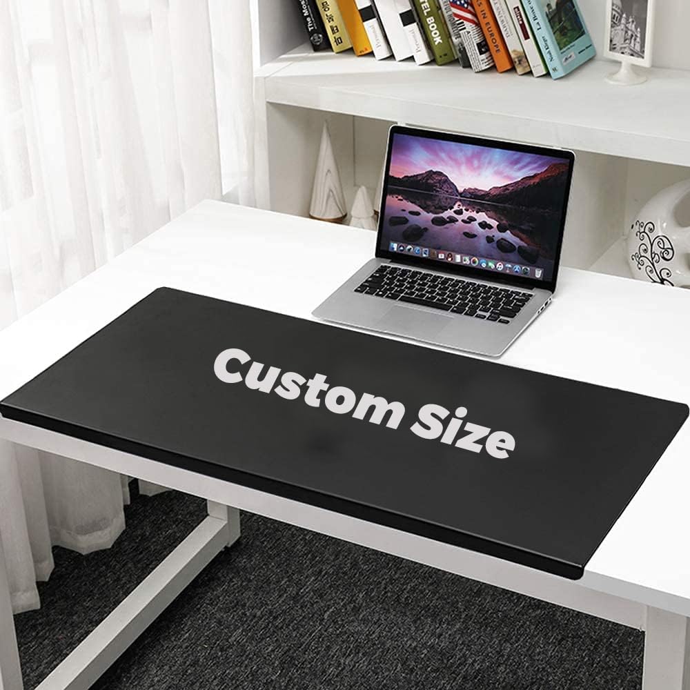 Non-Slip PU Leather Office Desk Pad - Waterproof Writing Mat with Full Grip Fixation Lip, Gaming & Laptop Keyboard Workstation Protector - Custom Size Table Blotter (Black) - Perfect for Home Office, Gaming Setup & Workspace Organization