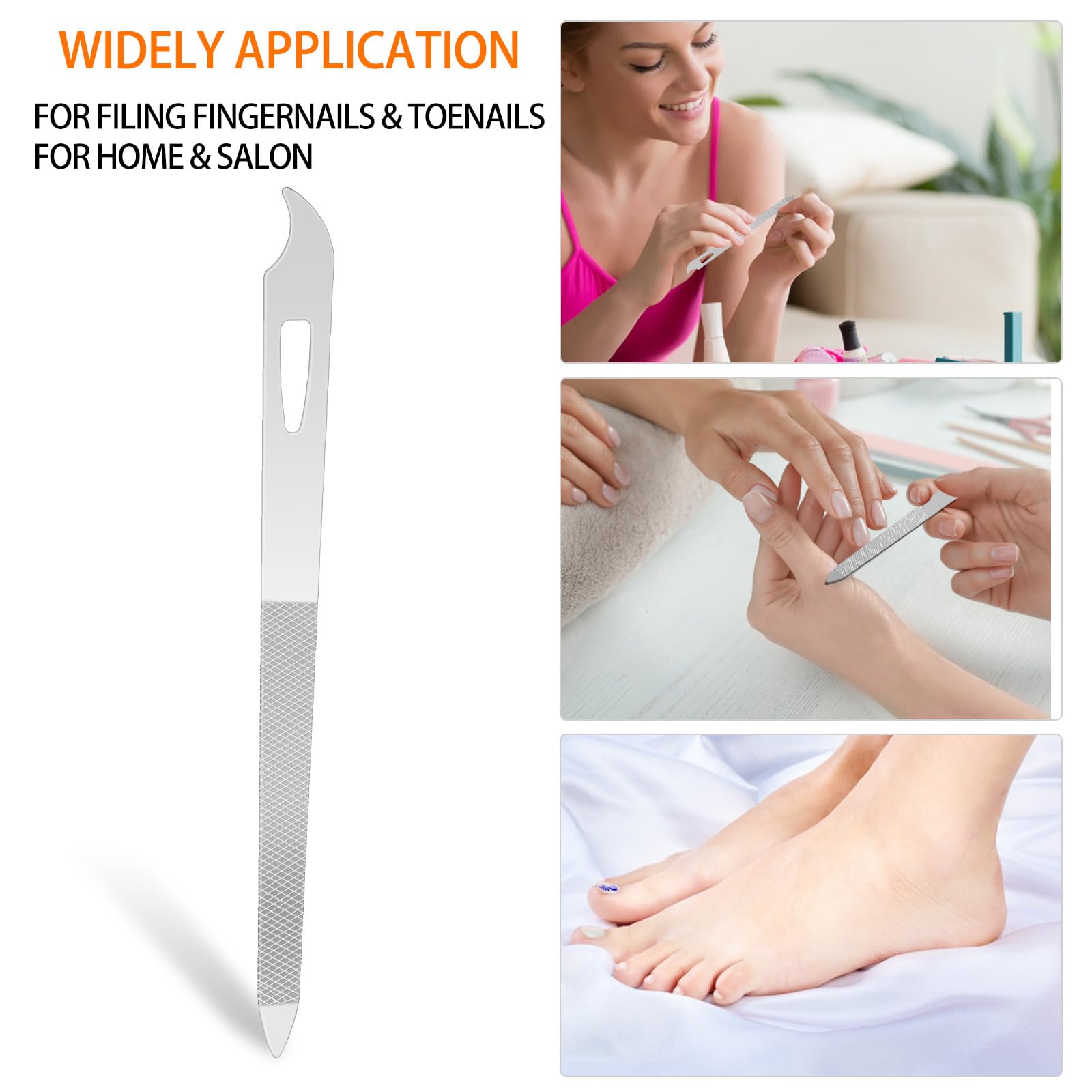 6-Piece Stainless Steel Nail File Set with Diamond Buffer & Cleaner Tip - 5.5