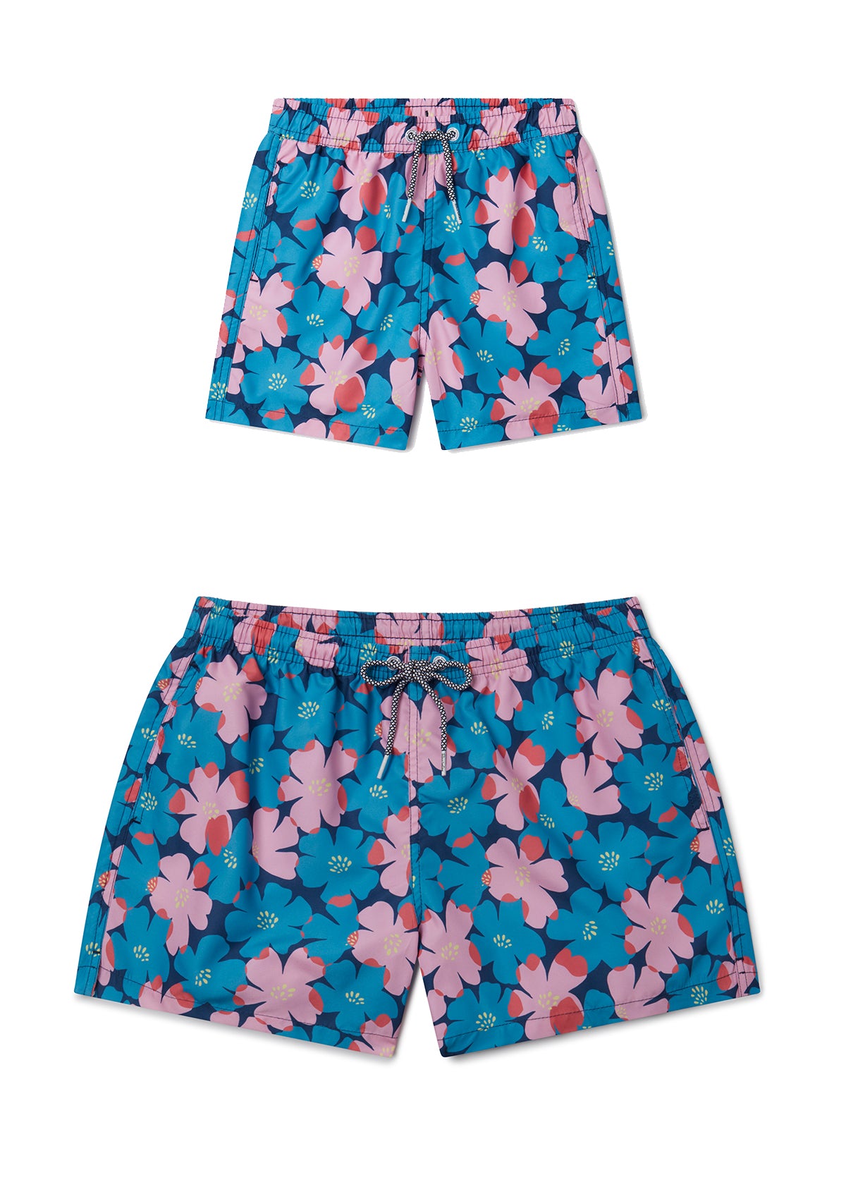 Floral Swim Shorts for Women & Boys - Matching Mother & Son Swimwear Set for Beach, Pool & Summer Vacations