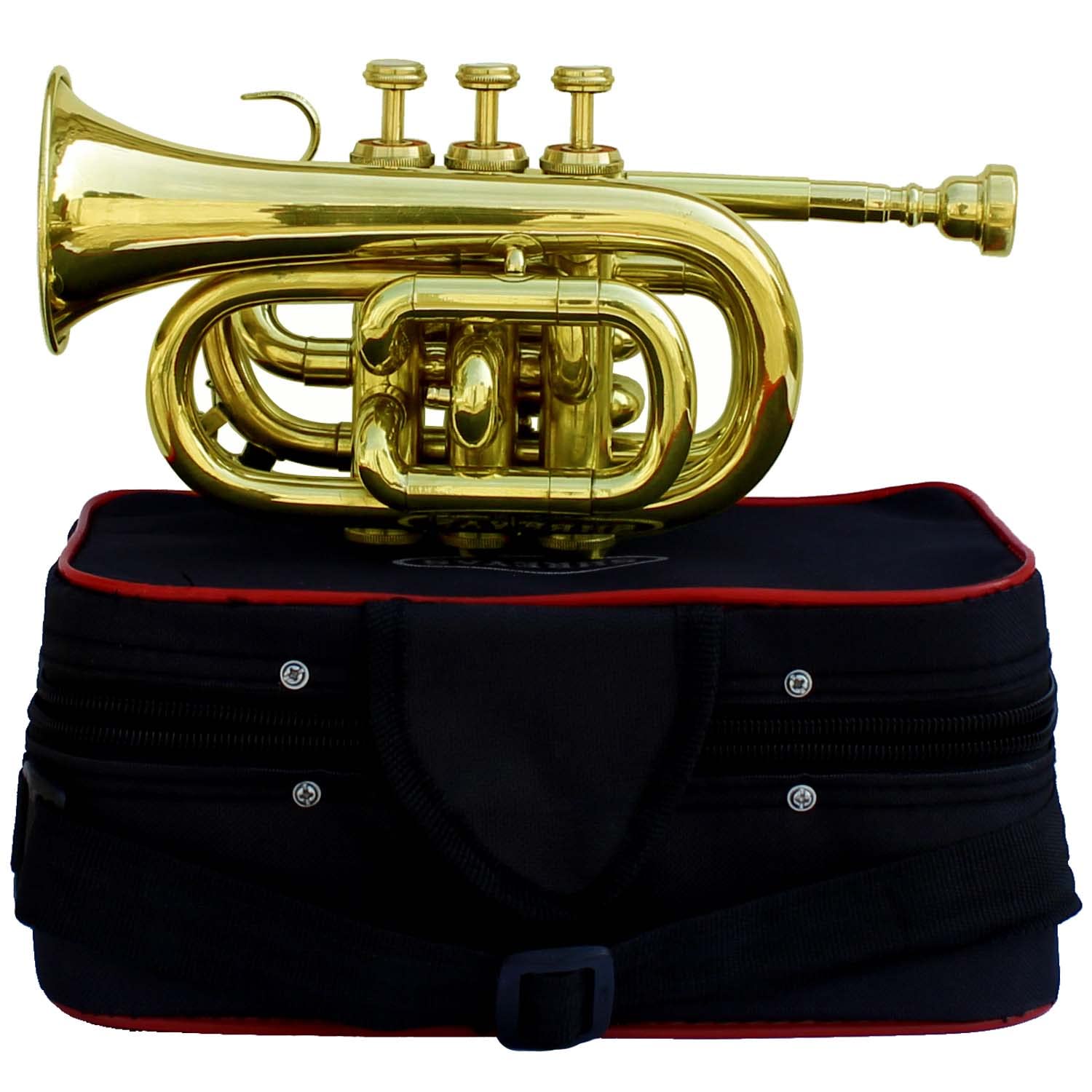 Professional Bb Pocket Trumpet Brass Instrument with Free Hard Case & Mouthpiece - Perfect for Beginners, Travel & Practice | Best Musical Gift for Students & Jazz Enthusiasts