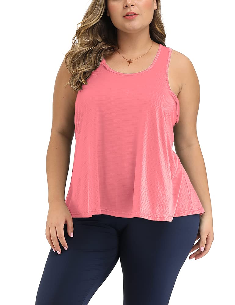 Uoohal Plus Size Tank Tops for Women - Loose Fit Sleeveless Yoga Shirts, Workout Athletic Tops for Gym, Running & Summer Casual Wear