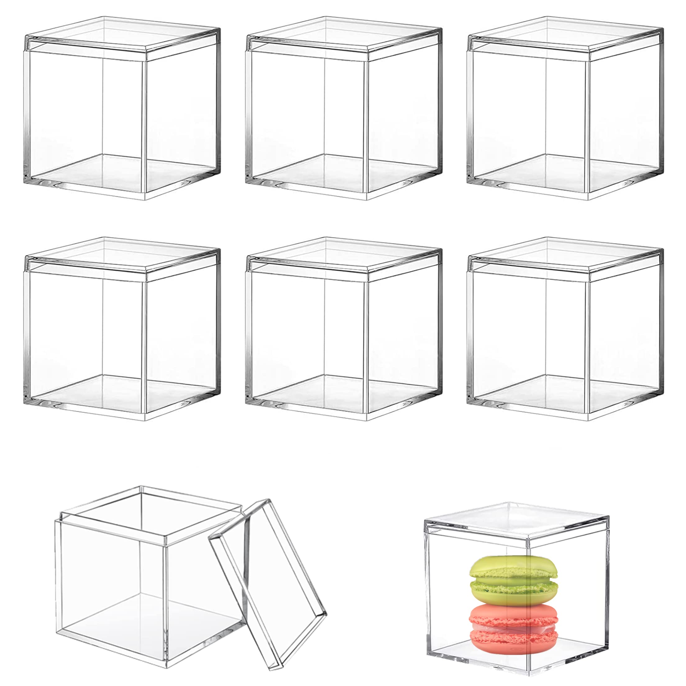 Clear Acrylic Display Boxes with Lids - 8-Piece Set (2.6x2.6x2.6 Inch) - Transparent Jewelry Storage, Candy Holder, Wedding Party Favor Gift Box - Perfect for Organizing Small Items, Retail Displays & Event Decorations