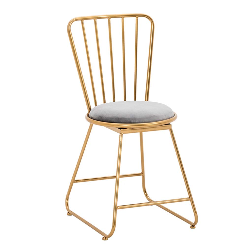 Gray Vanity Stool with Back - 31.5