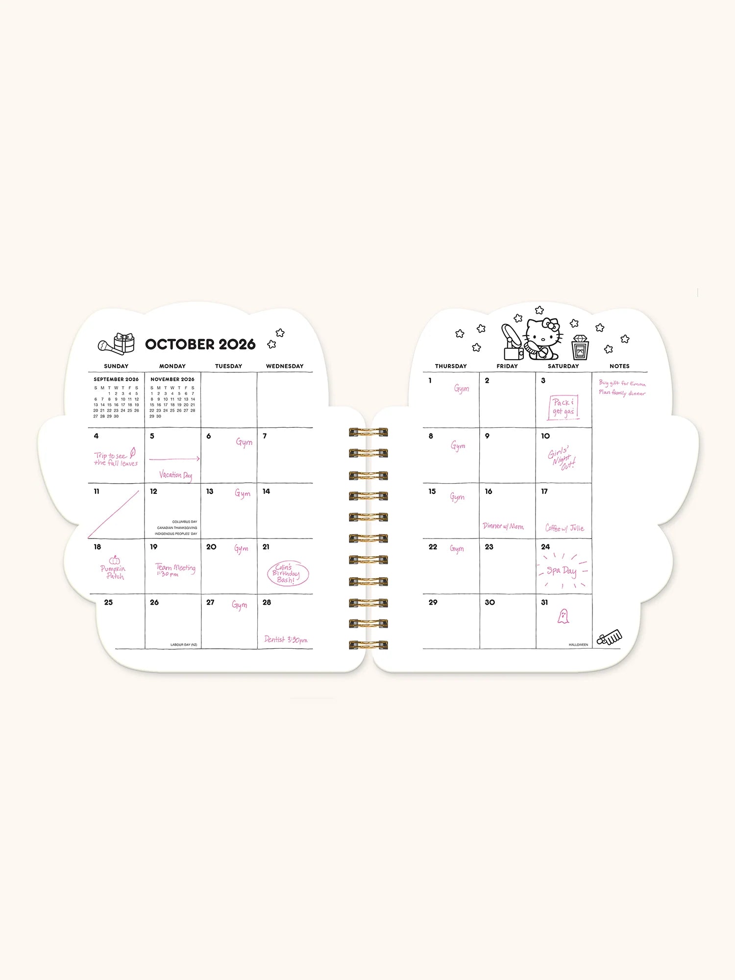 2026 Hello Kitty Playful Pink Die Cut Weekly Planner - Cute Kawaii Organizer for School, Work & Daily Planning - Perfect Gift for Students & Office Use