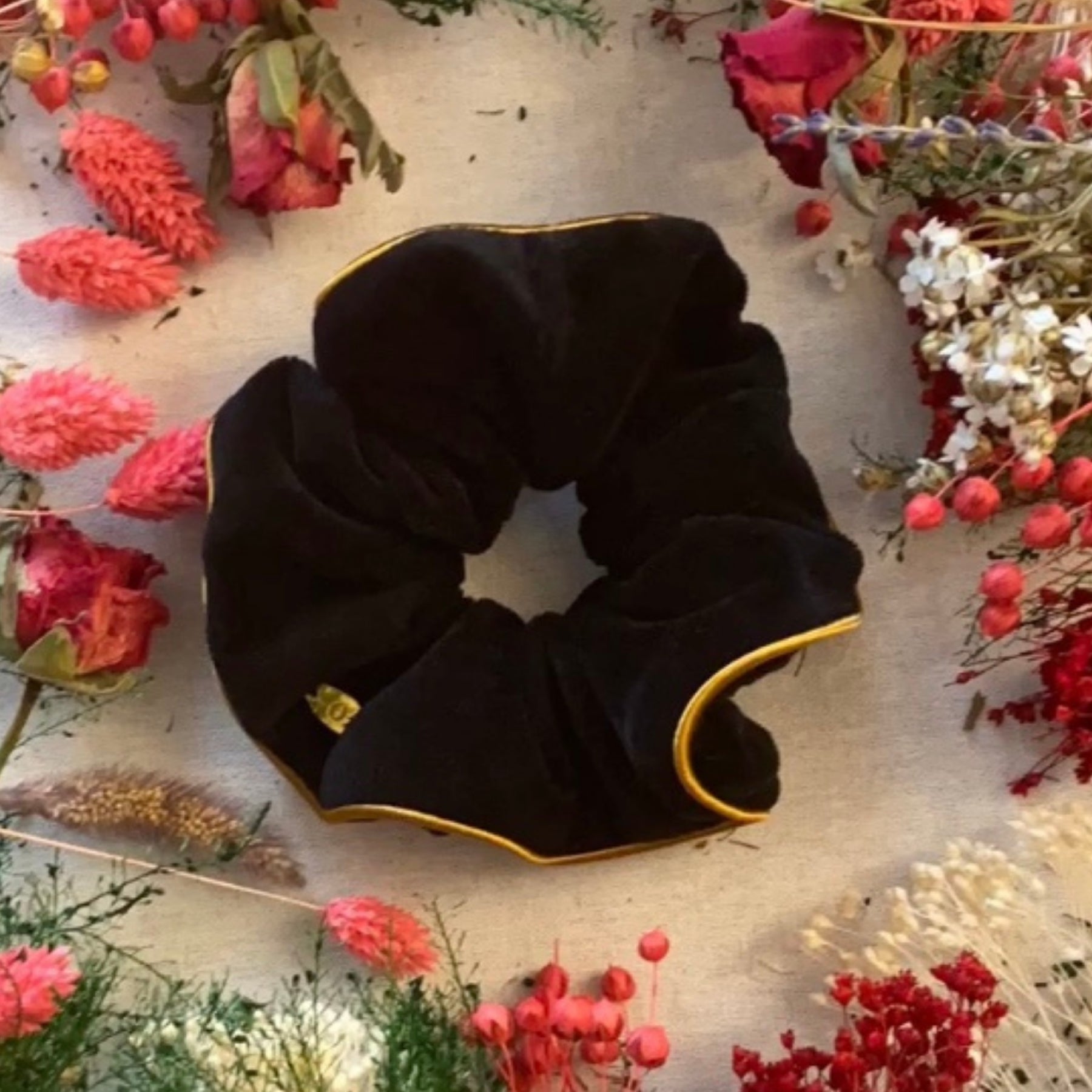 Organic Velvet Chouchou Calypso Hair Scarf - Black | Stylish Head Wrap for Women, Perfect for Beach, Yoga & Everyday Fashion Accessory